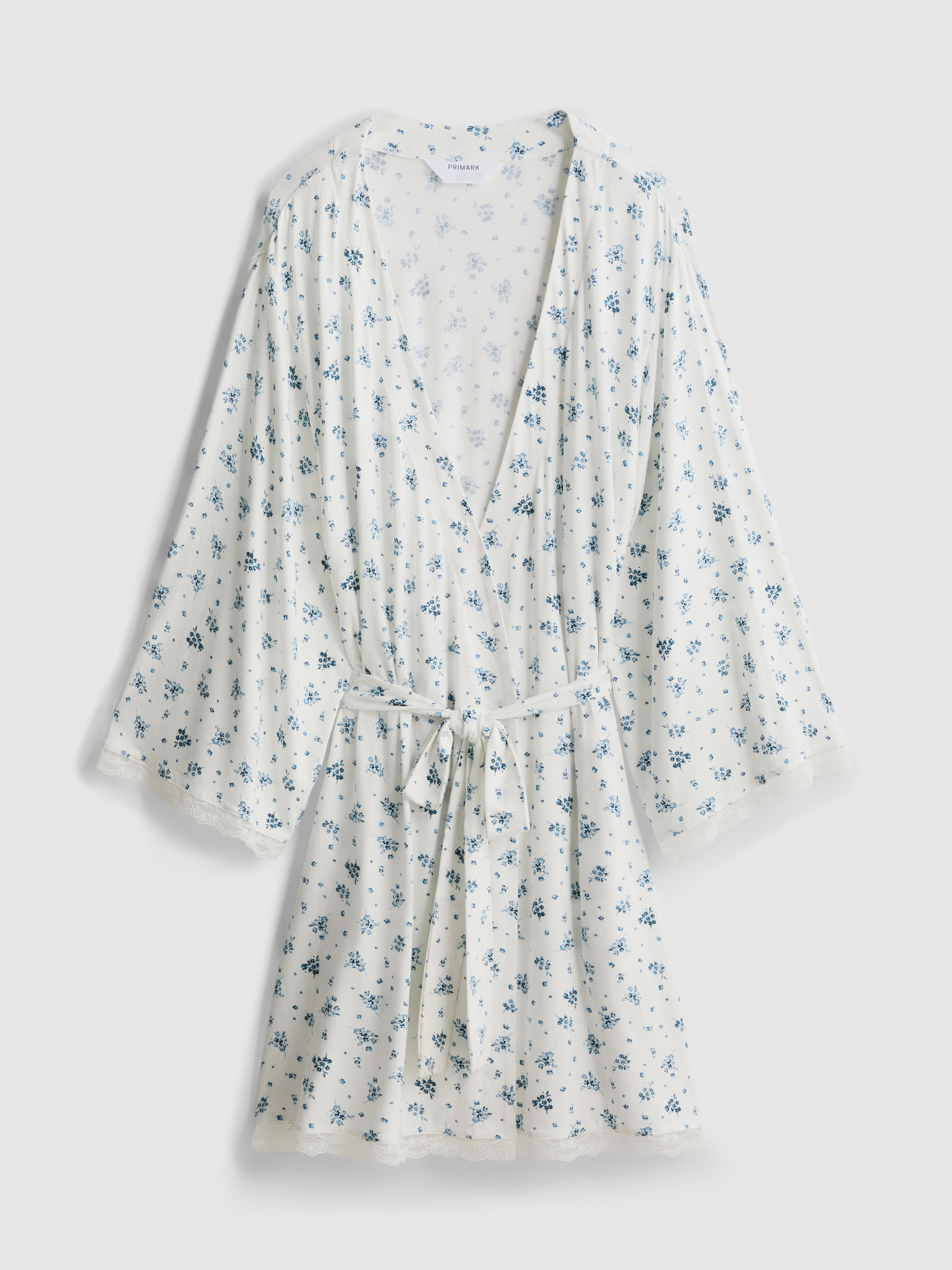 Peignoir court en modal majoritaire à motif floral