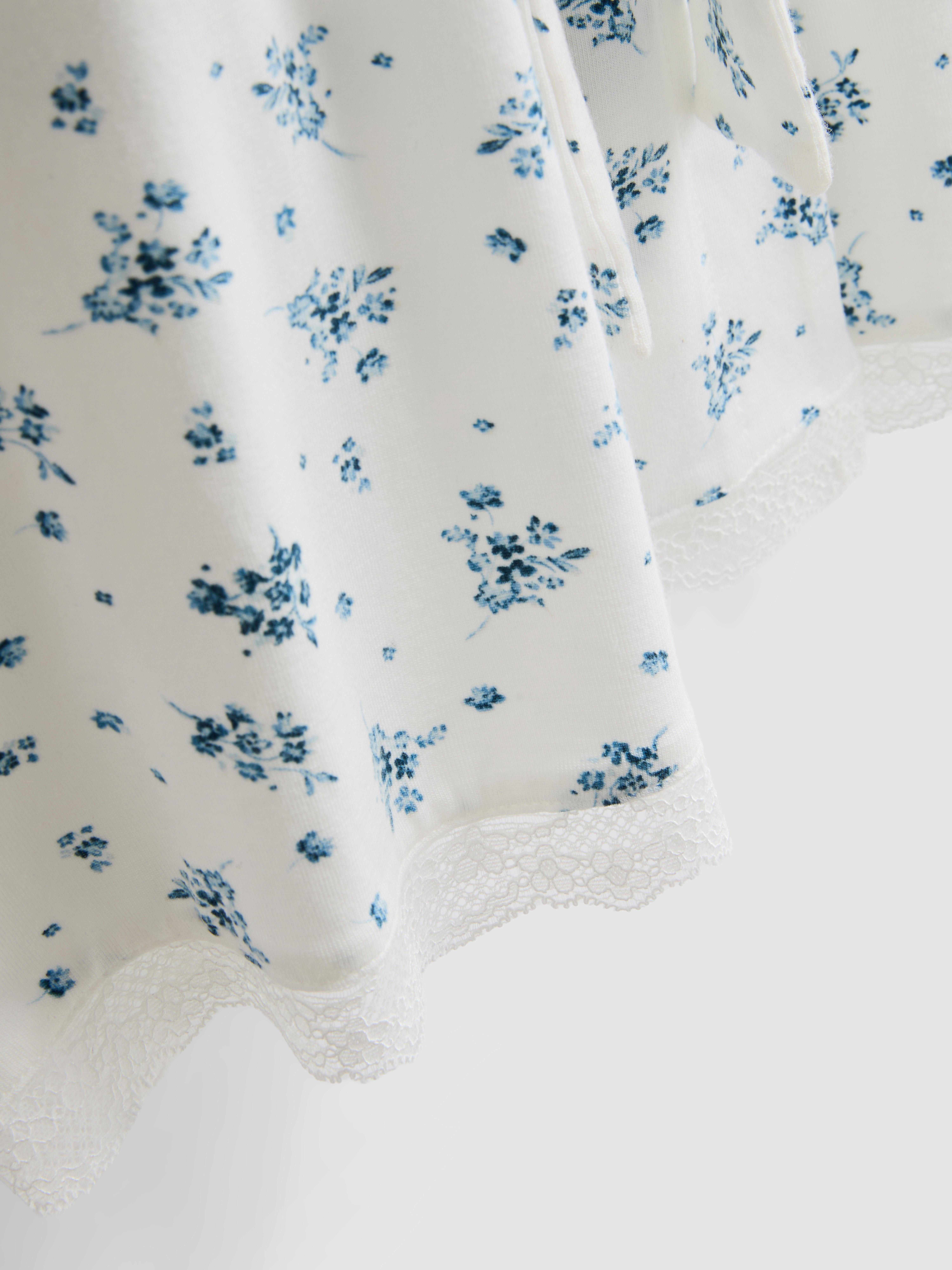 Peignoir court en modal majoritaire à motif floral