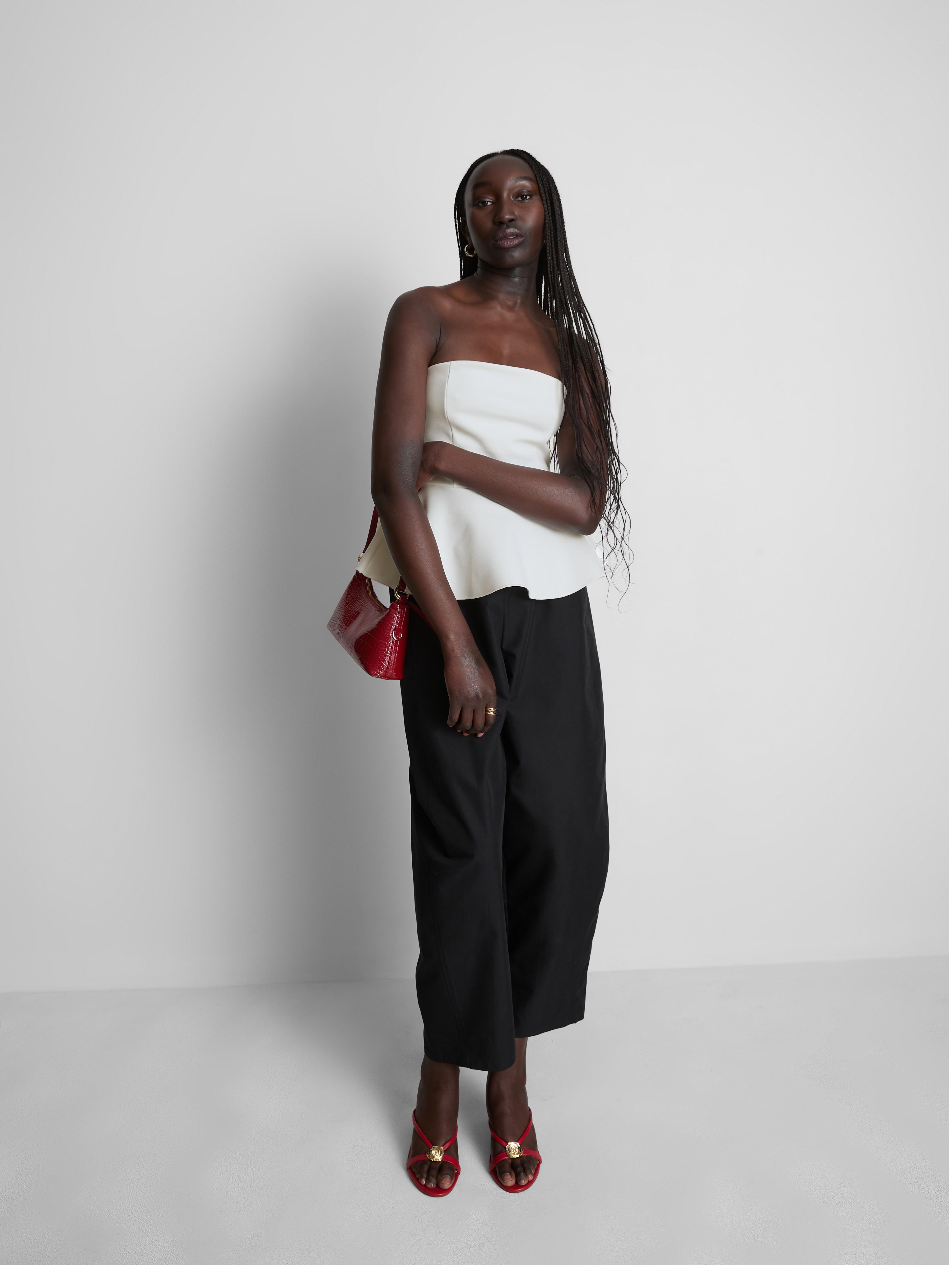 Women's Ivory Peplum Hem Bandeau Top