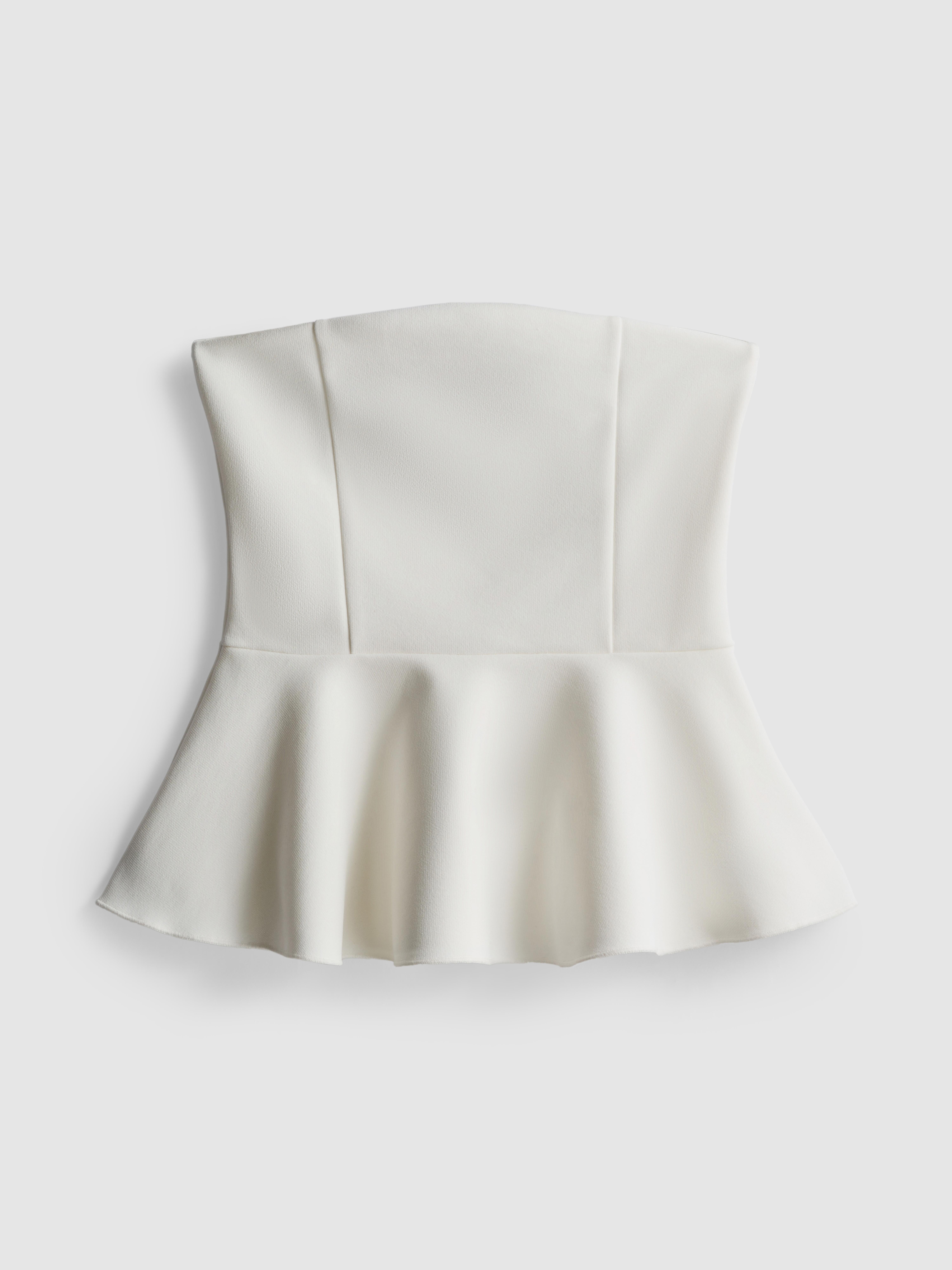 Women's Ivory Peplum Hem Bandeau Top