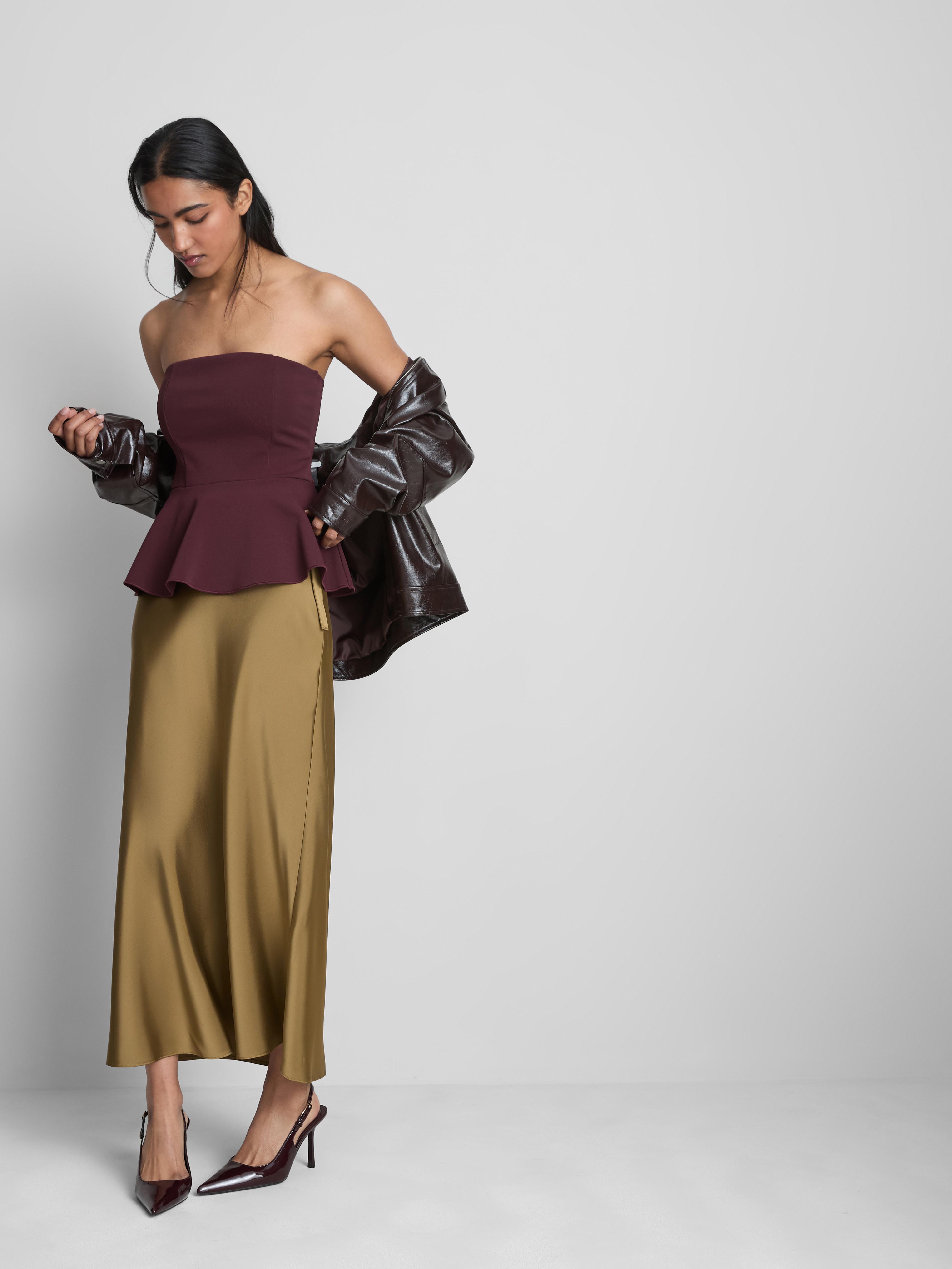 Women's Plum Peplum Hem Bandeau Top