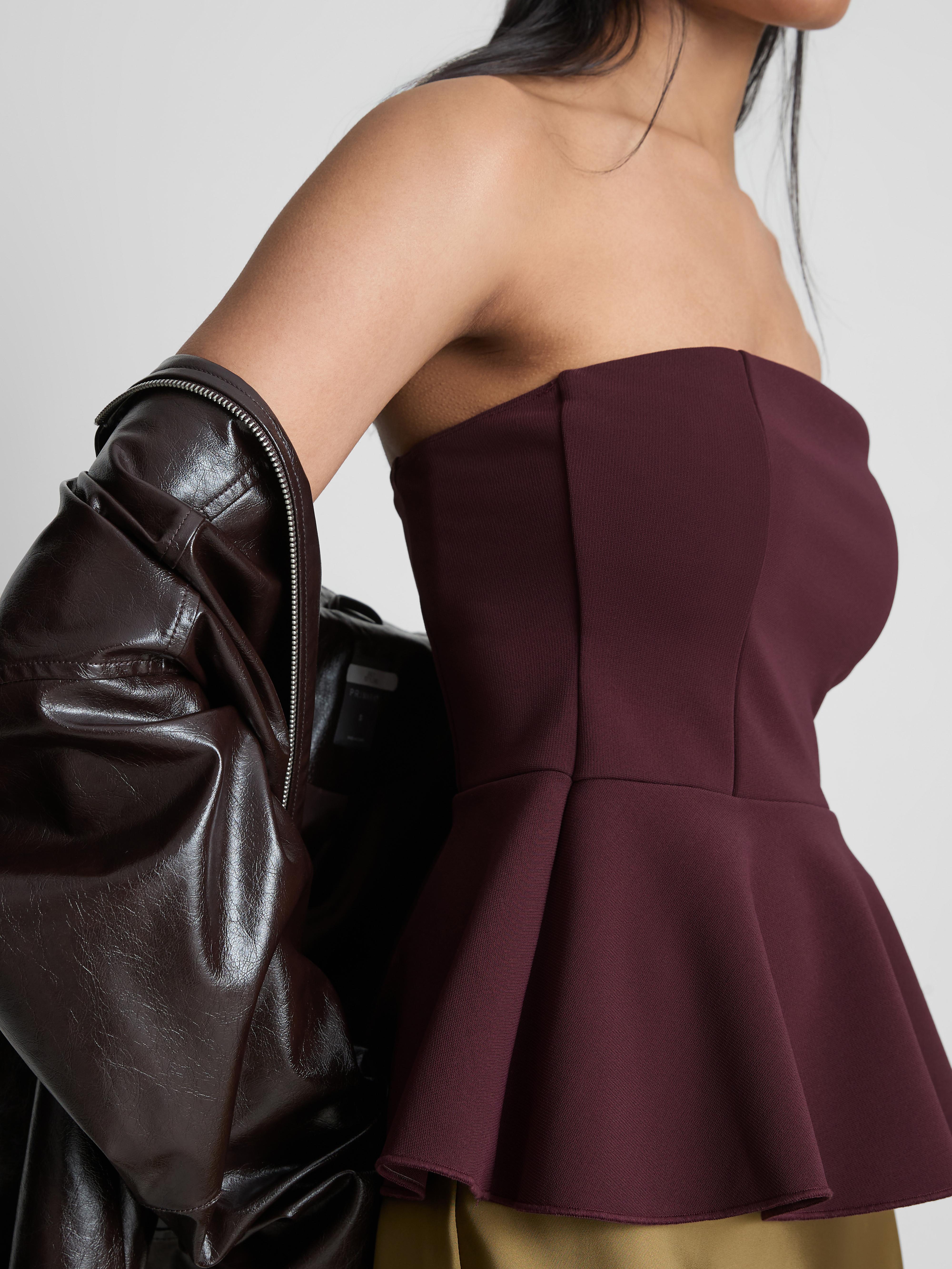 Women's Plum Peplum Hem Bandeau Top