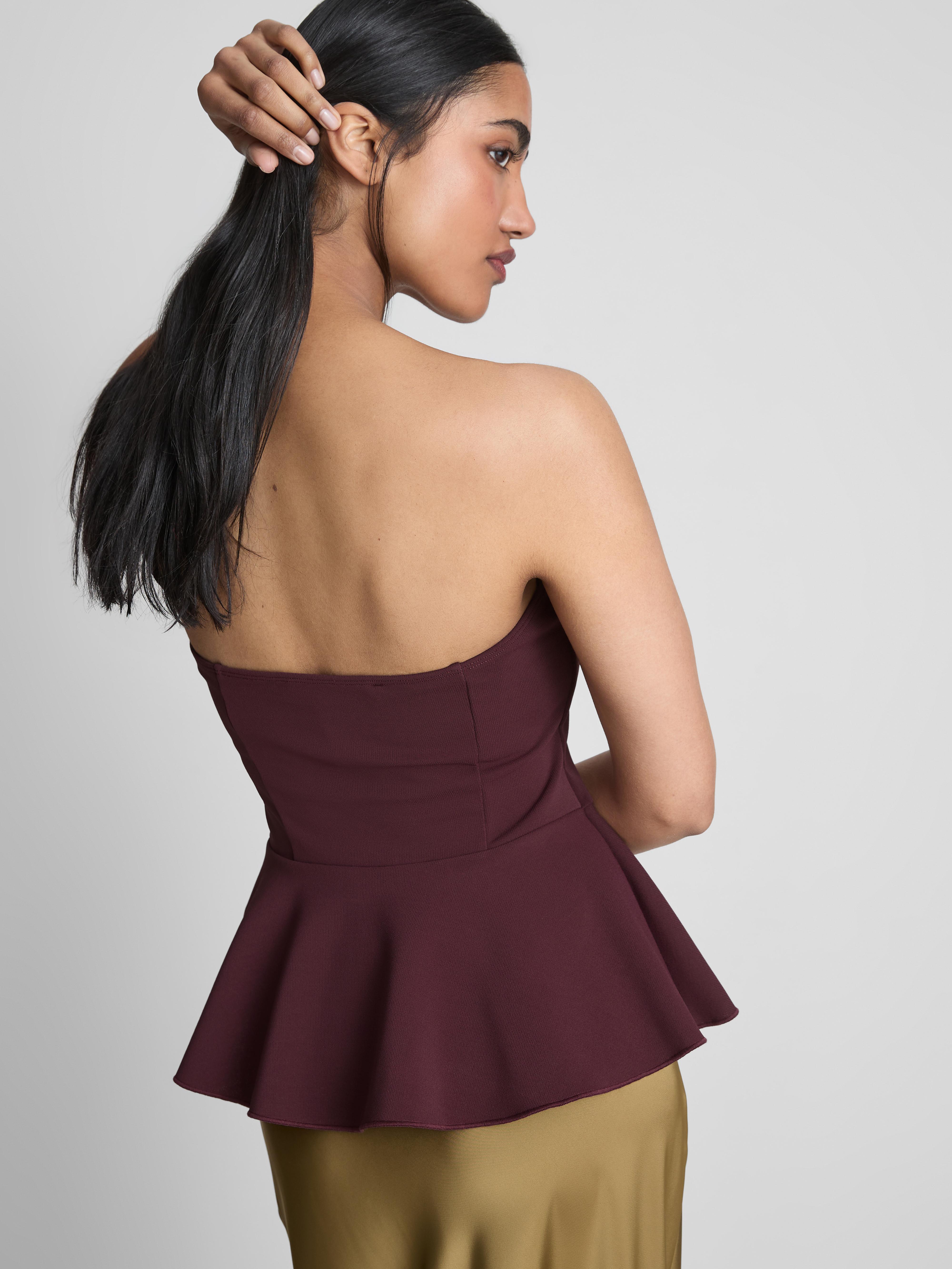Women's Plum Peplum Hem Bandeau Top