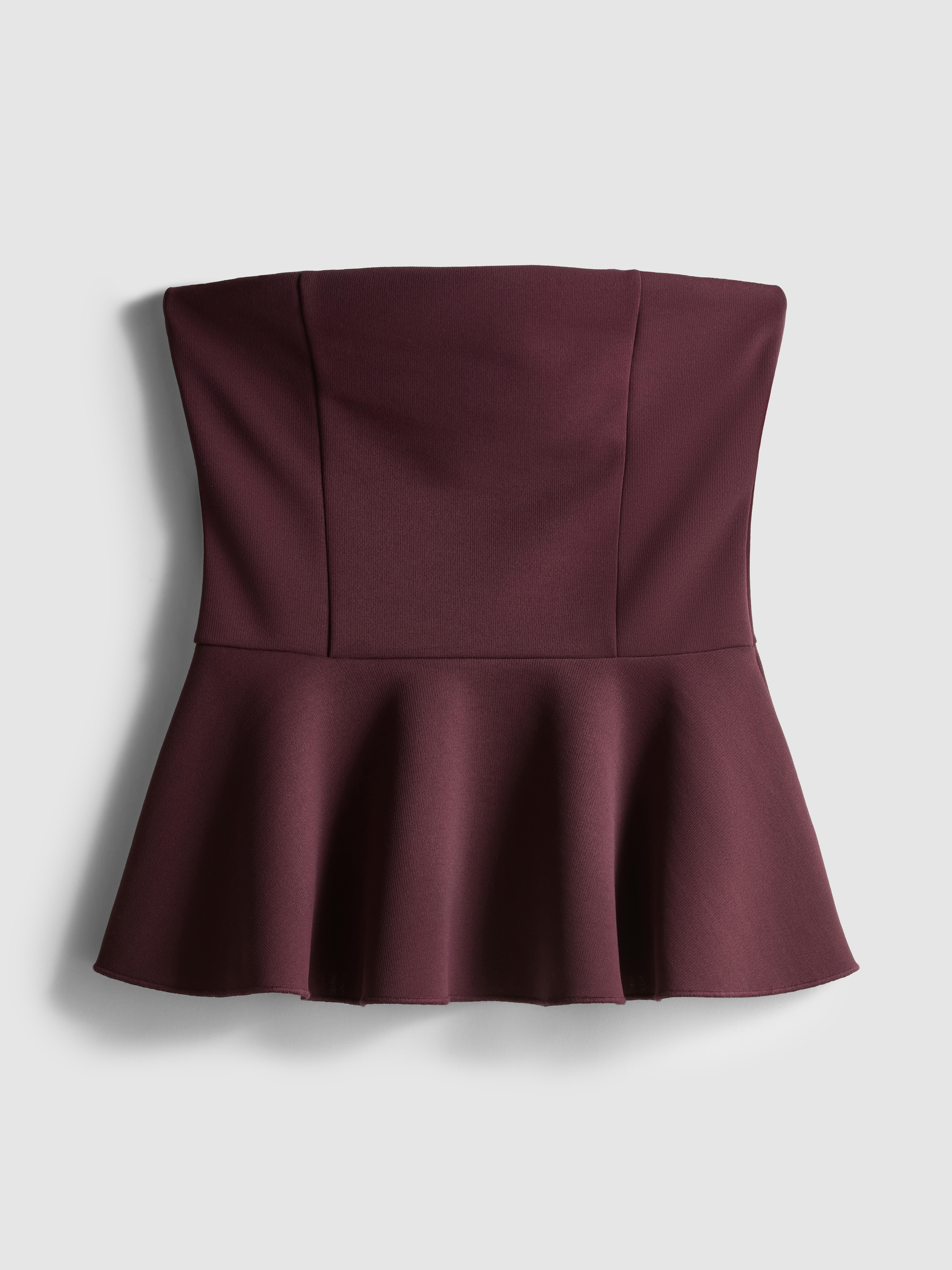 Women's Plum Peplum Hem Bandeau Top