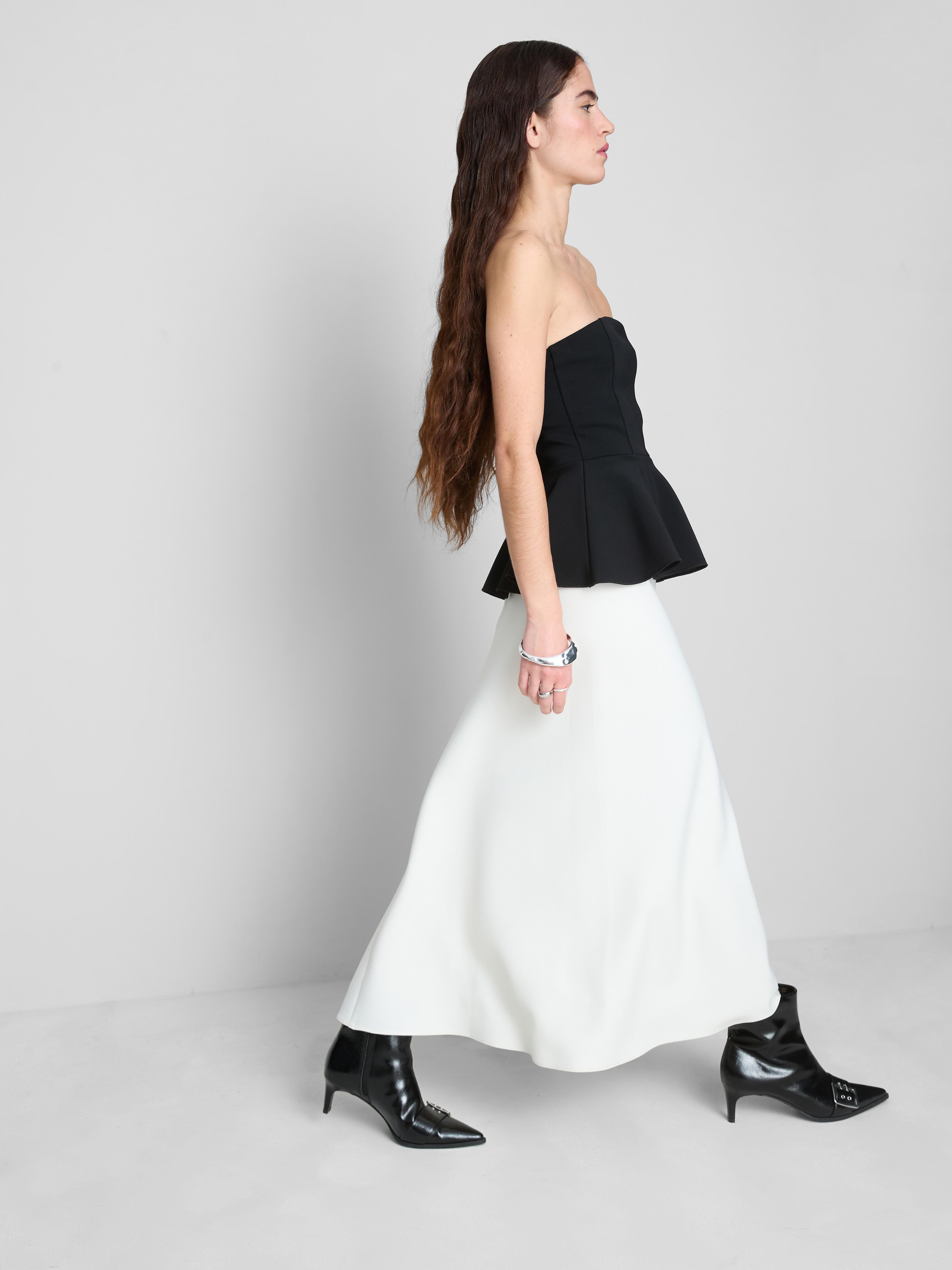 Women's Black Peplum Hem Bandeau Top