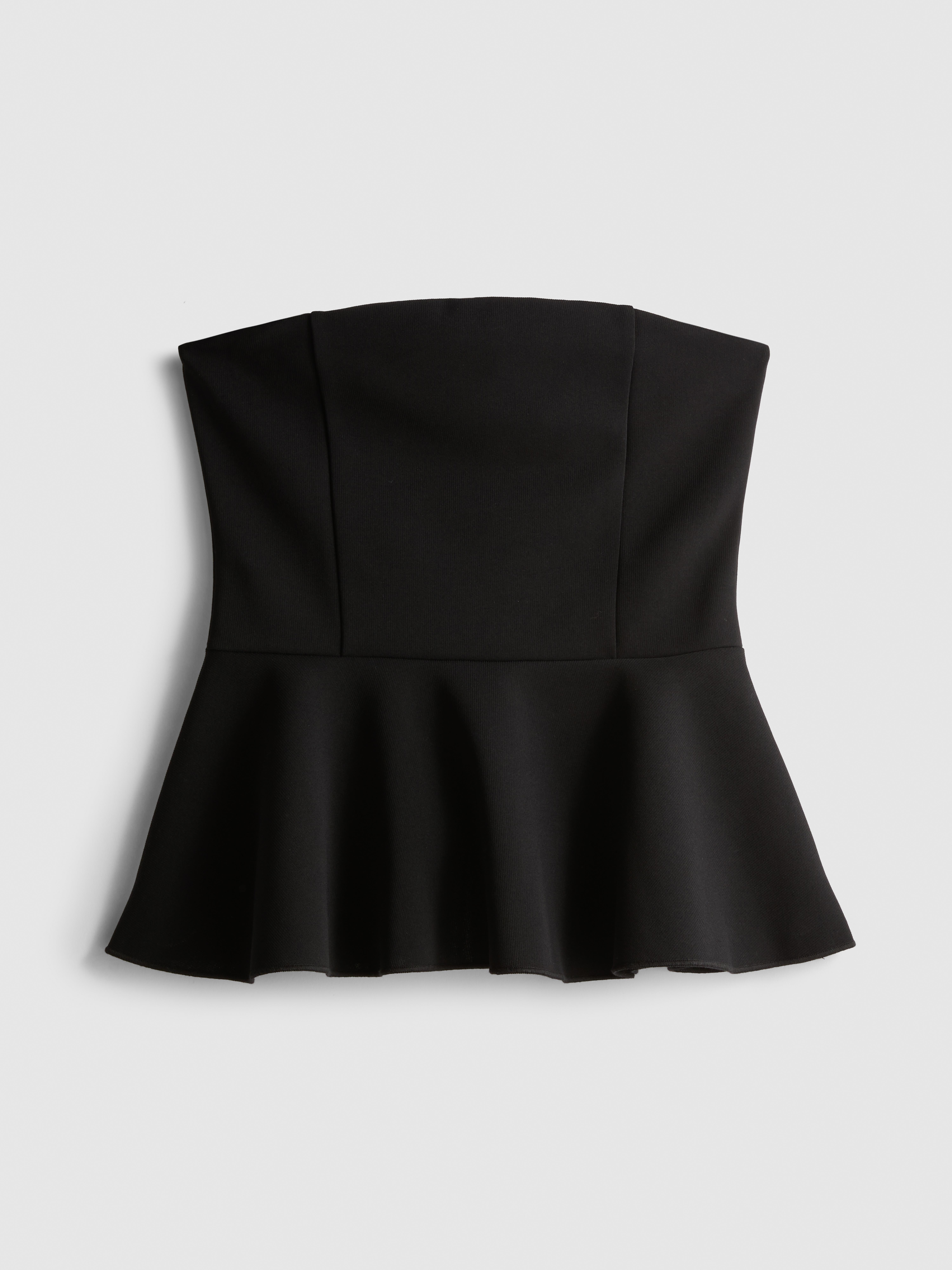 Women's Black Peplum Hem Bandeau Top