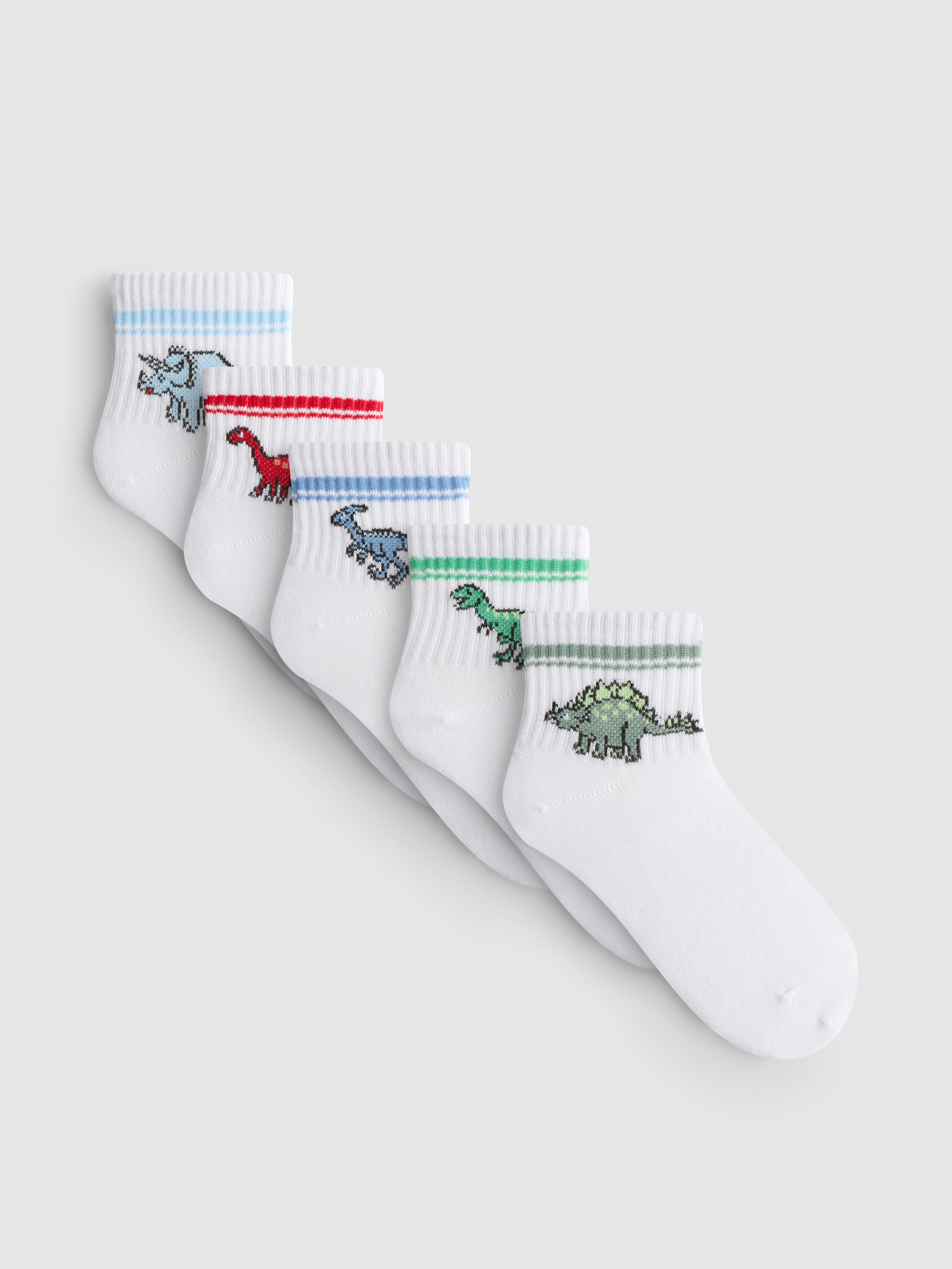 Dinosaurier-Socken in Viertellänge, 5er-Pack
