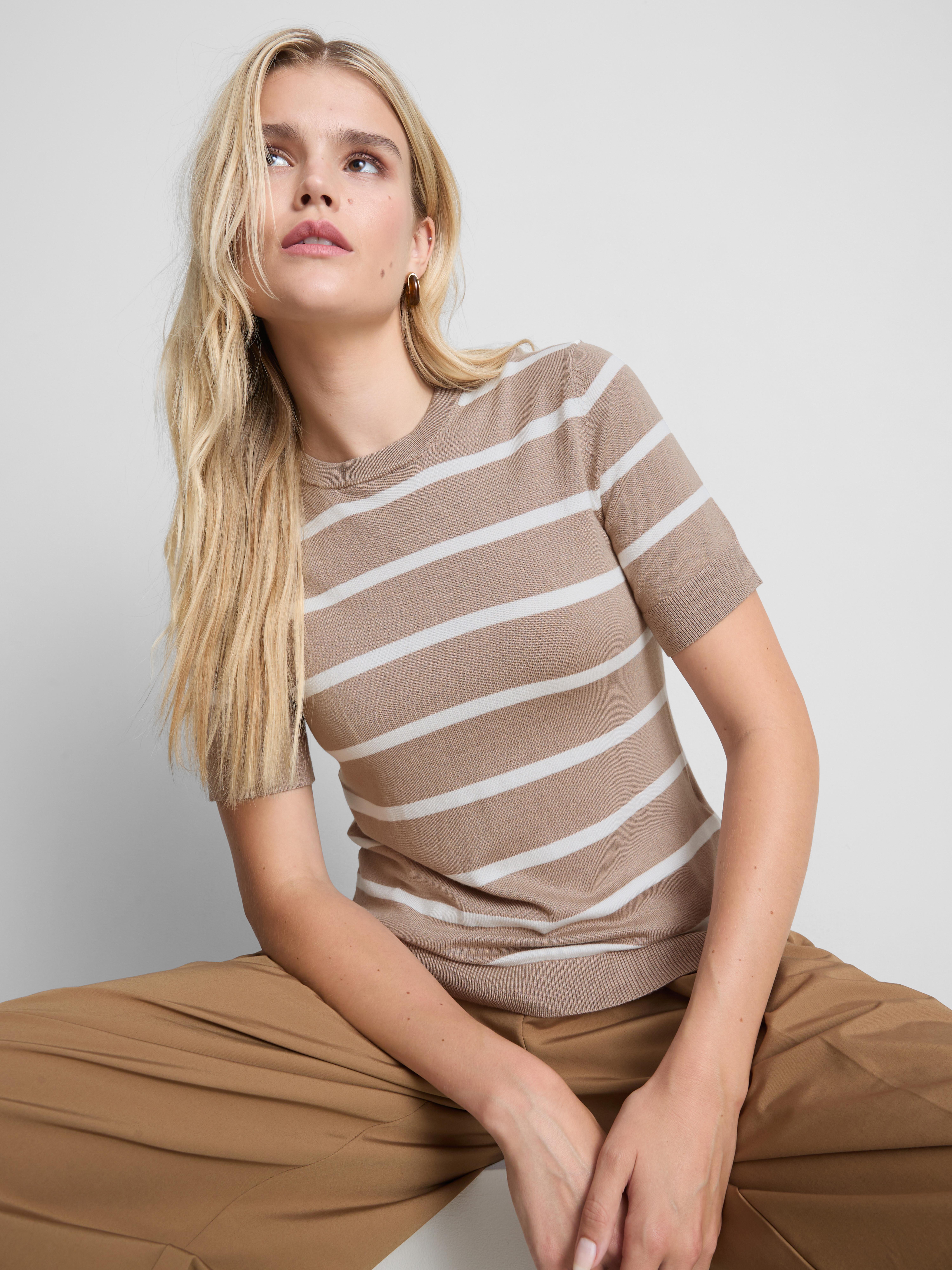 Compact Knit Short-Sleeve Tee Oatmeal