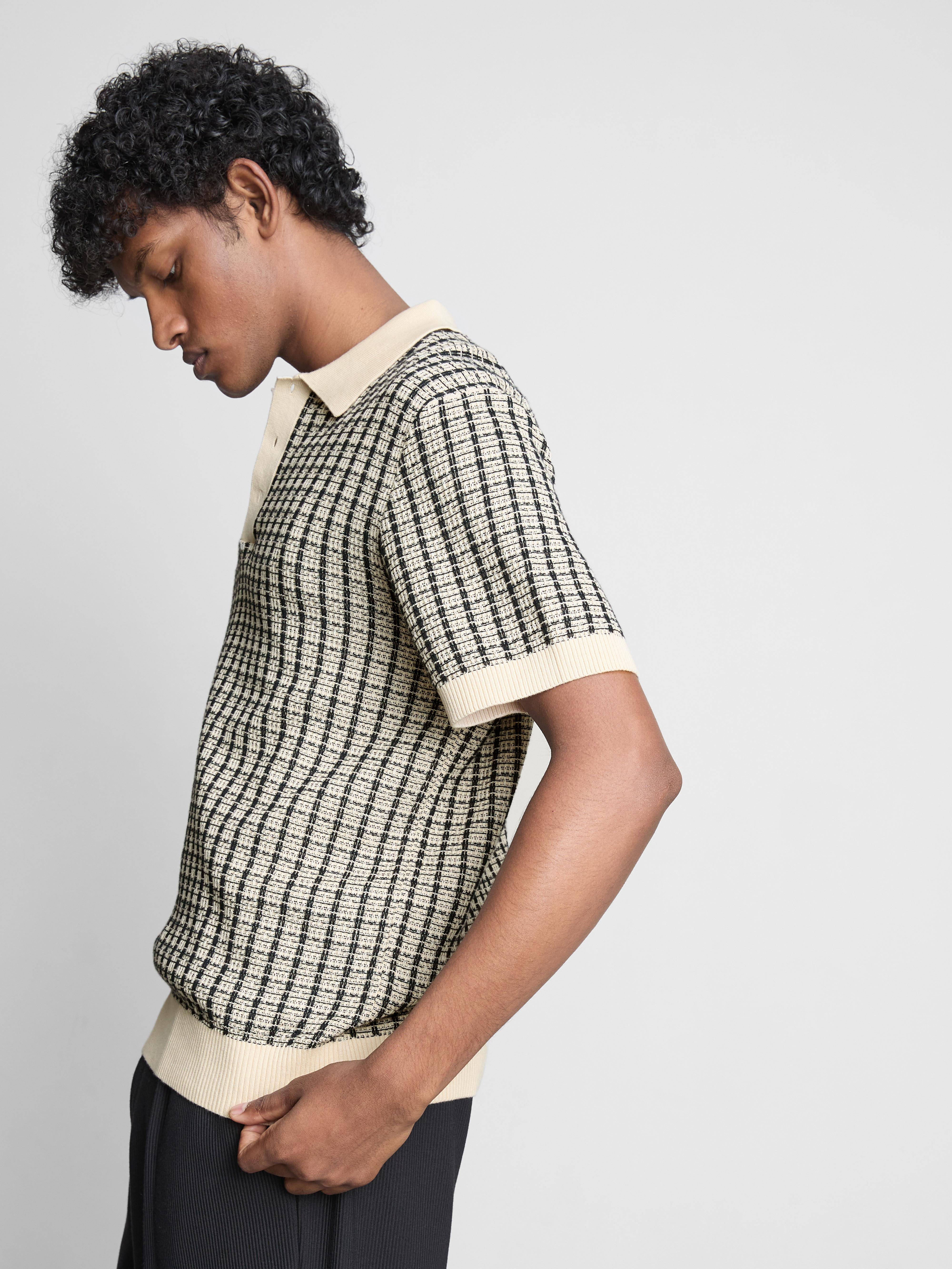 Tricou polo din tricot în carouri