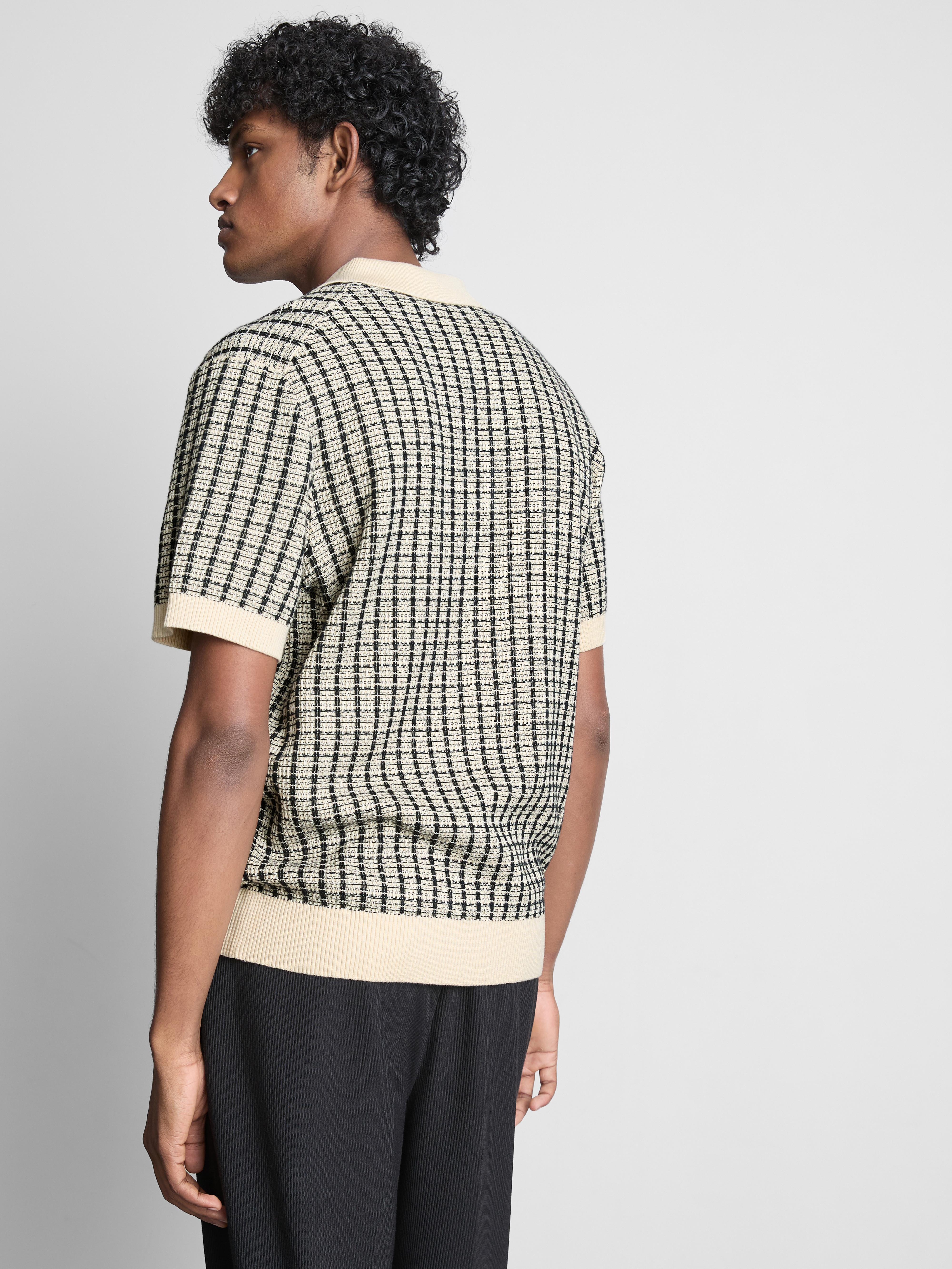 Tricou polo din tricot în carouri