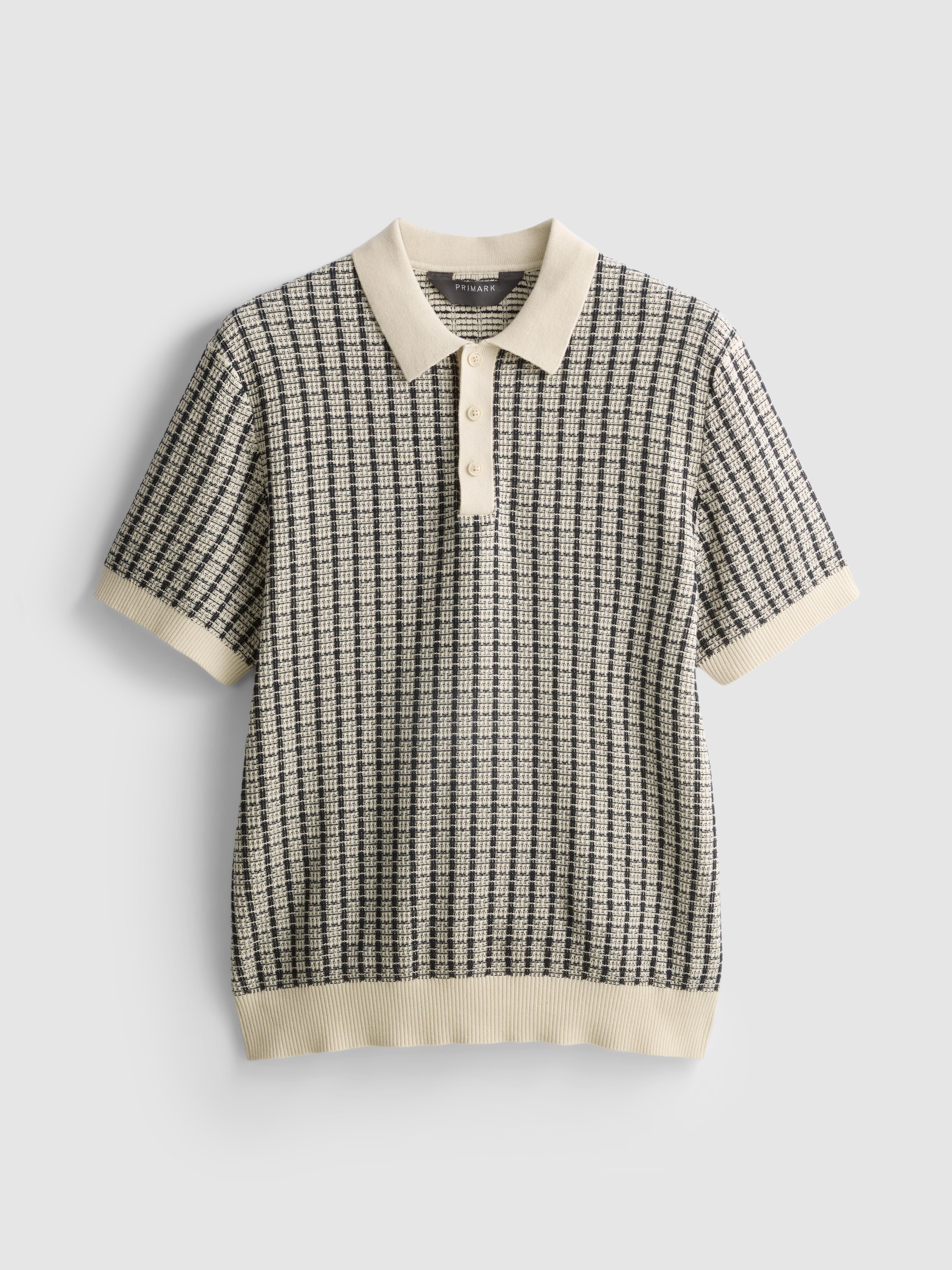 Tricou polo din tricot în carouri