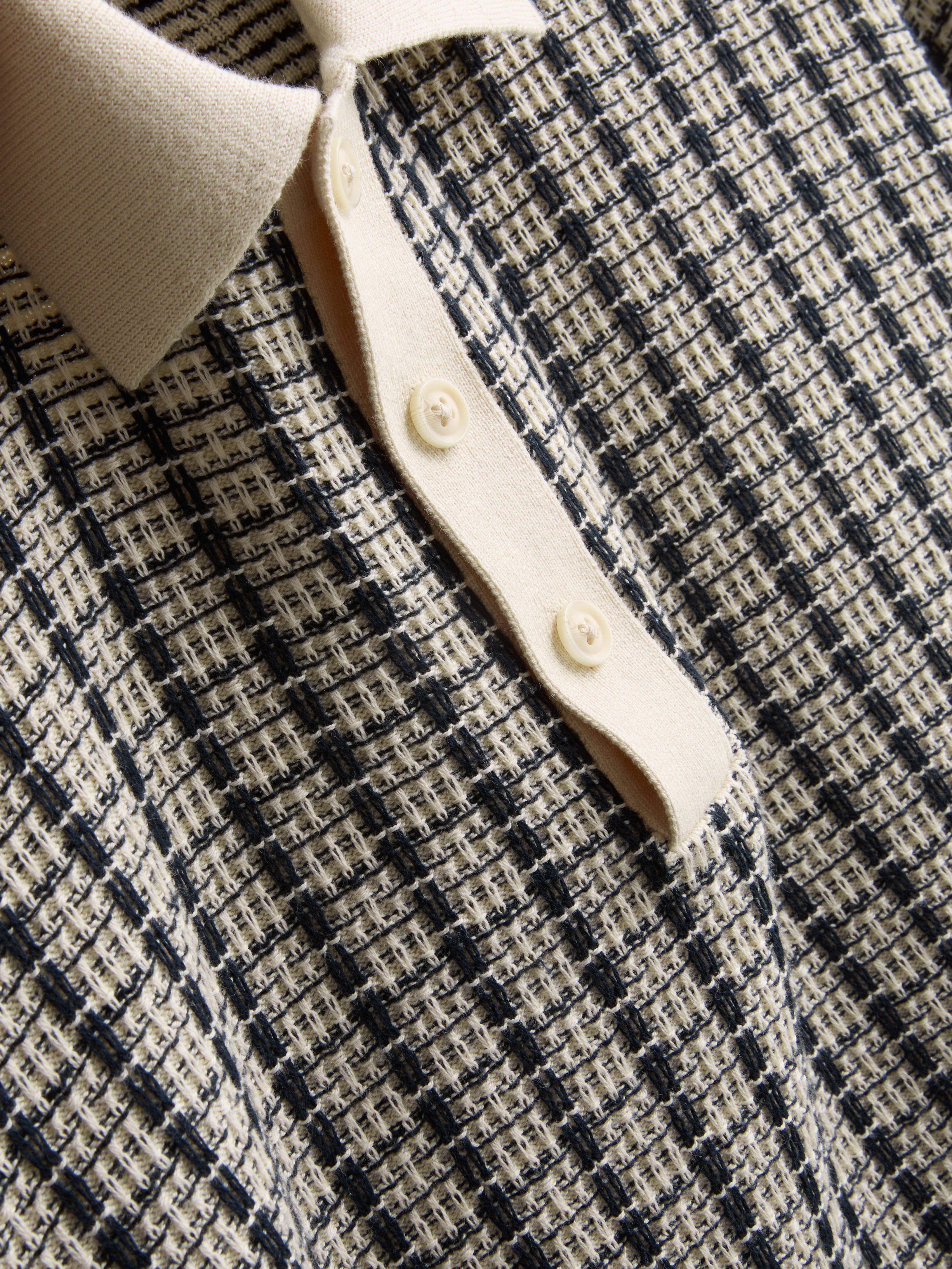 Tricou polo din tricot în carouri