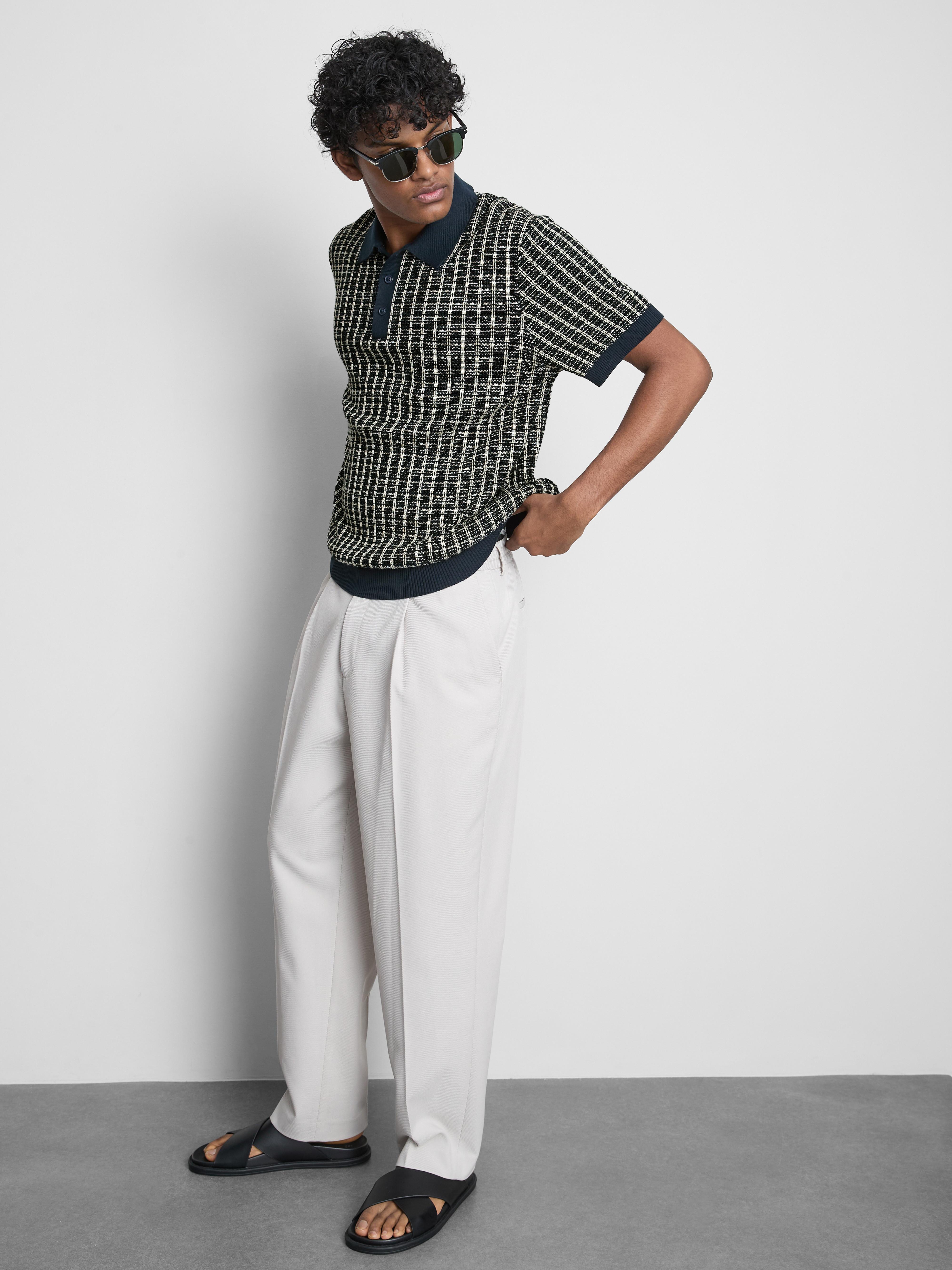 Knitted Check Polo Shirt