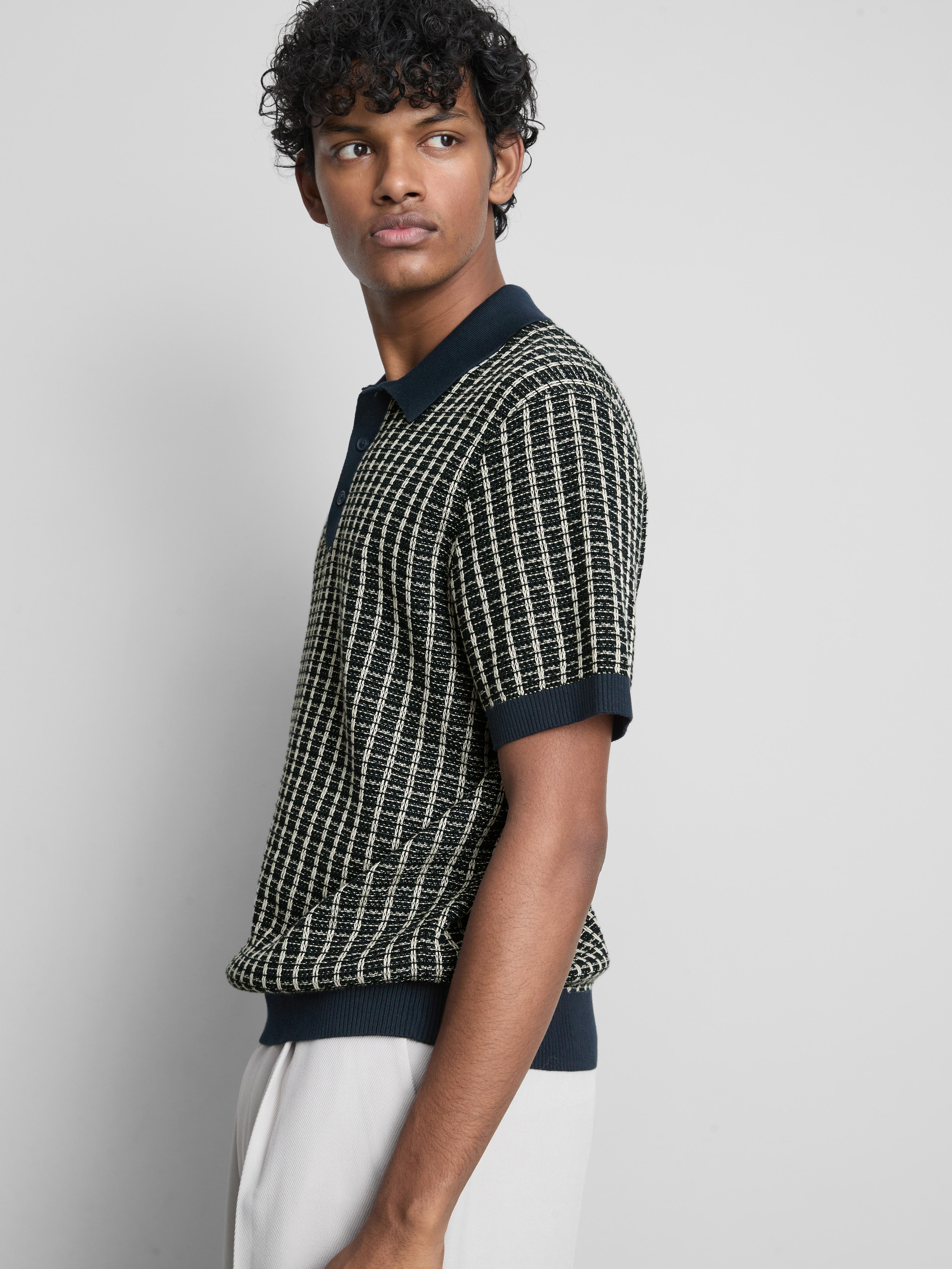 Gebreid poloshirt met ruiten