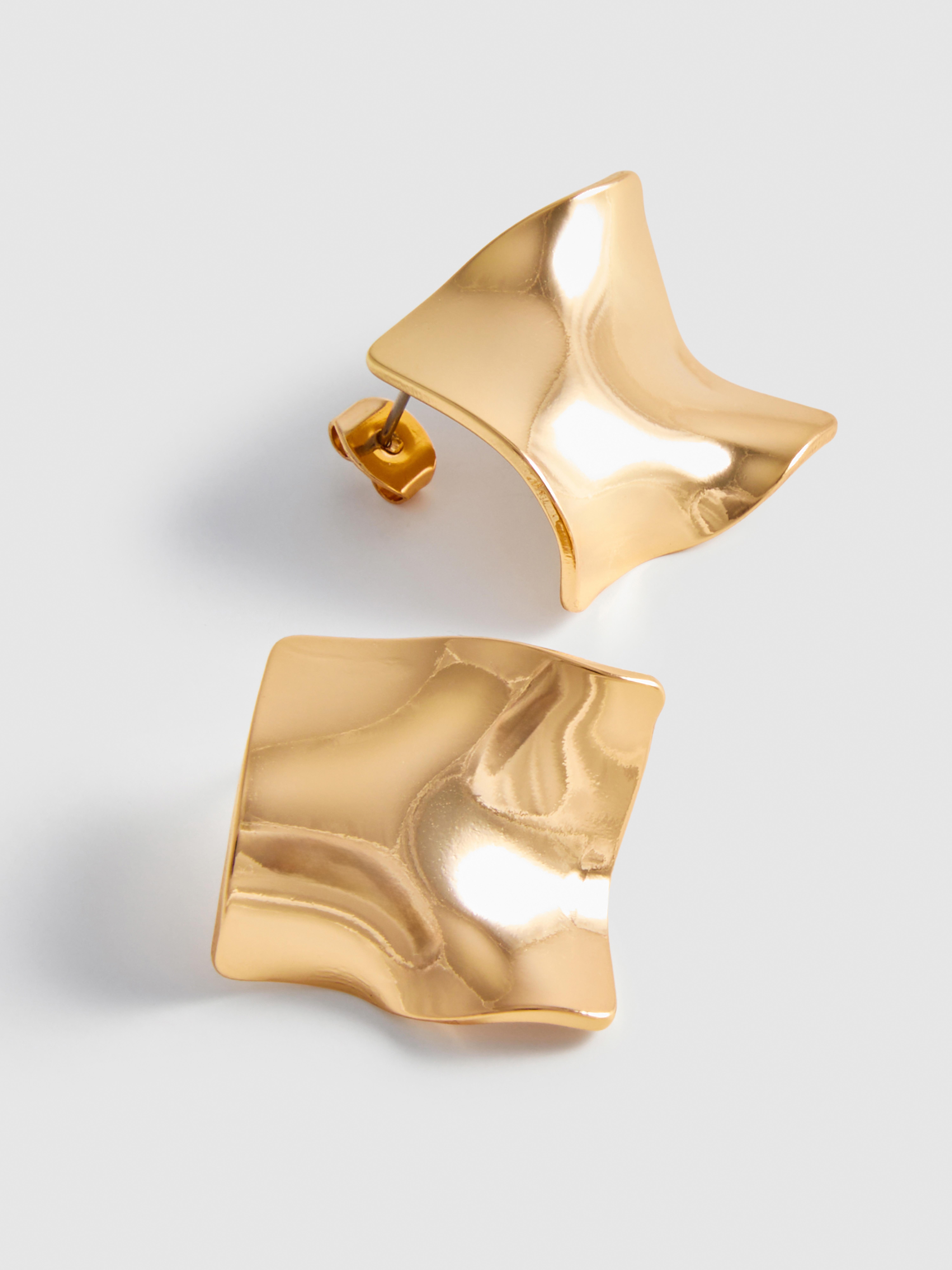 Molten Metal Square Stud Earrings