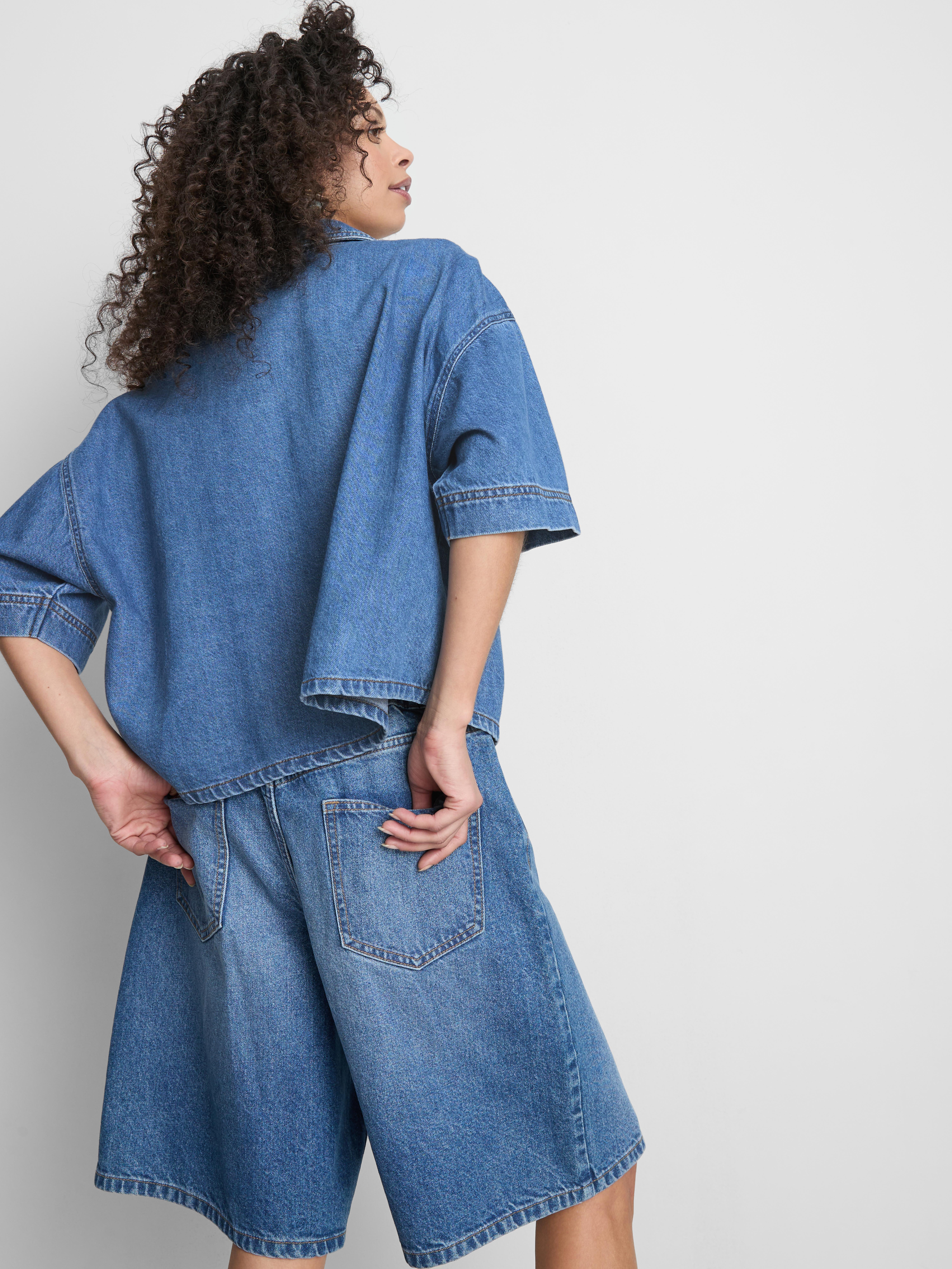 Denim overhemd met korte mouwen