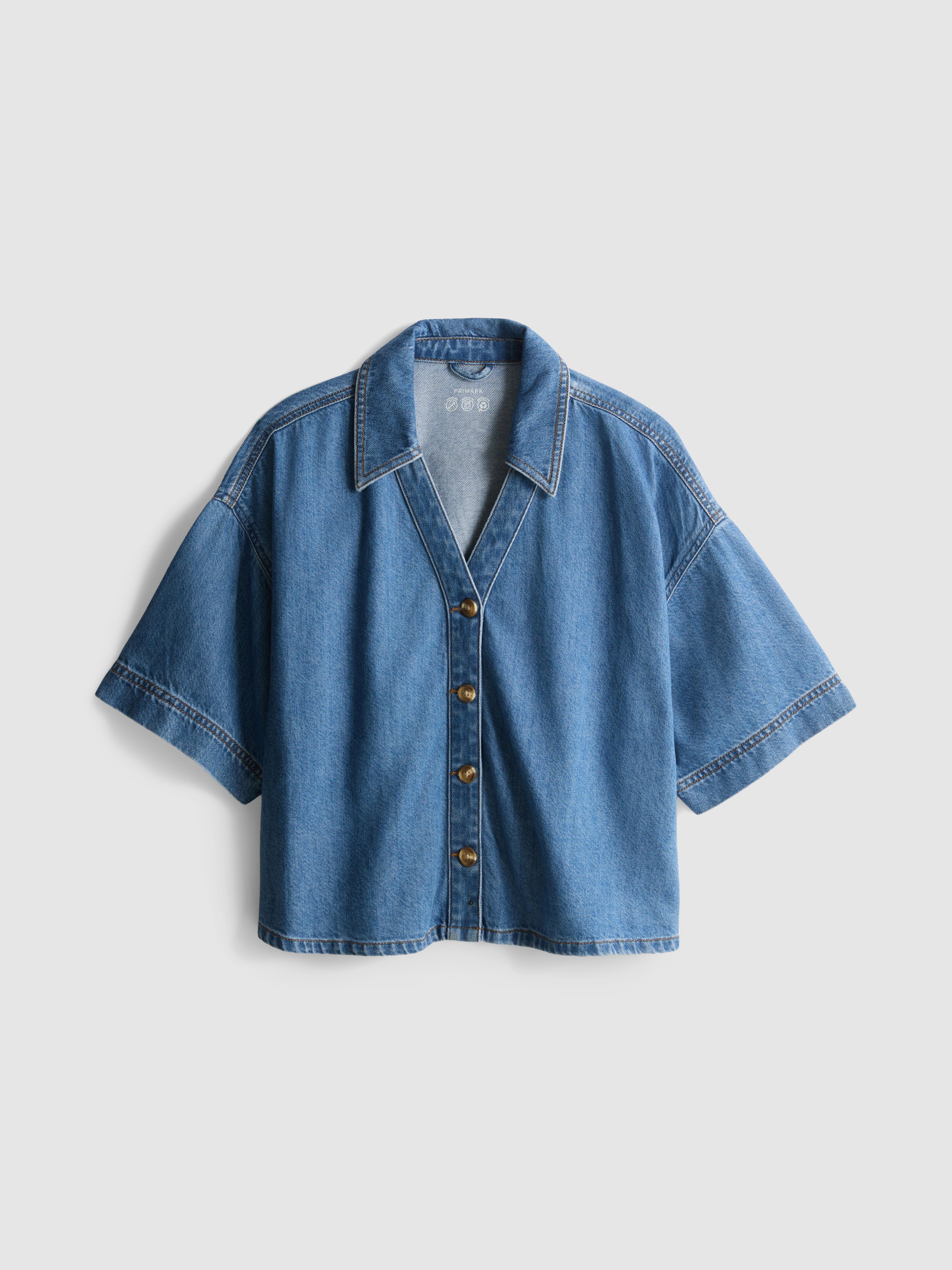 Denim overhemd met korte mouwen