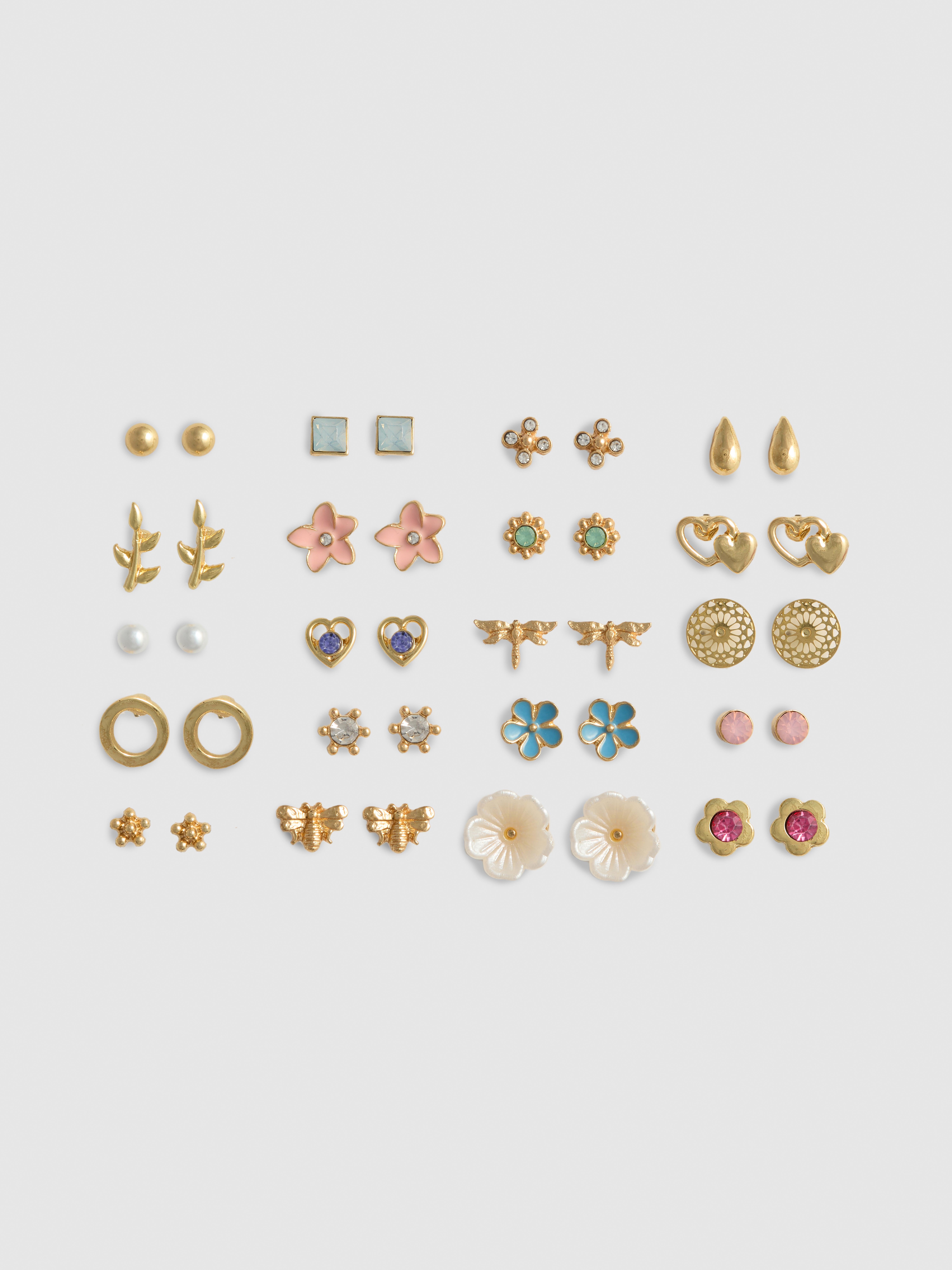 20pk Floral Stud Earrings