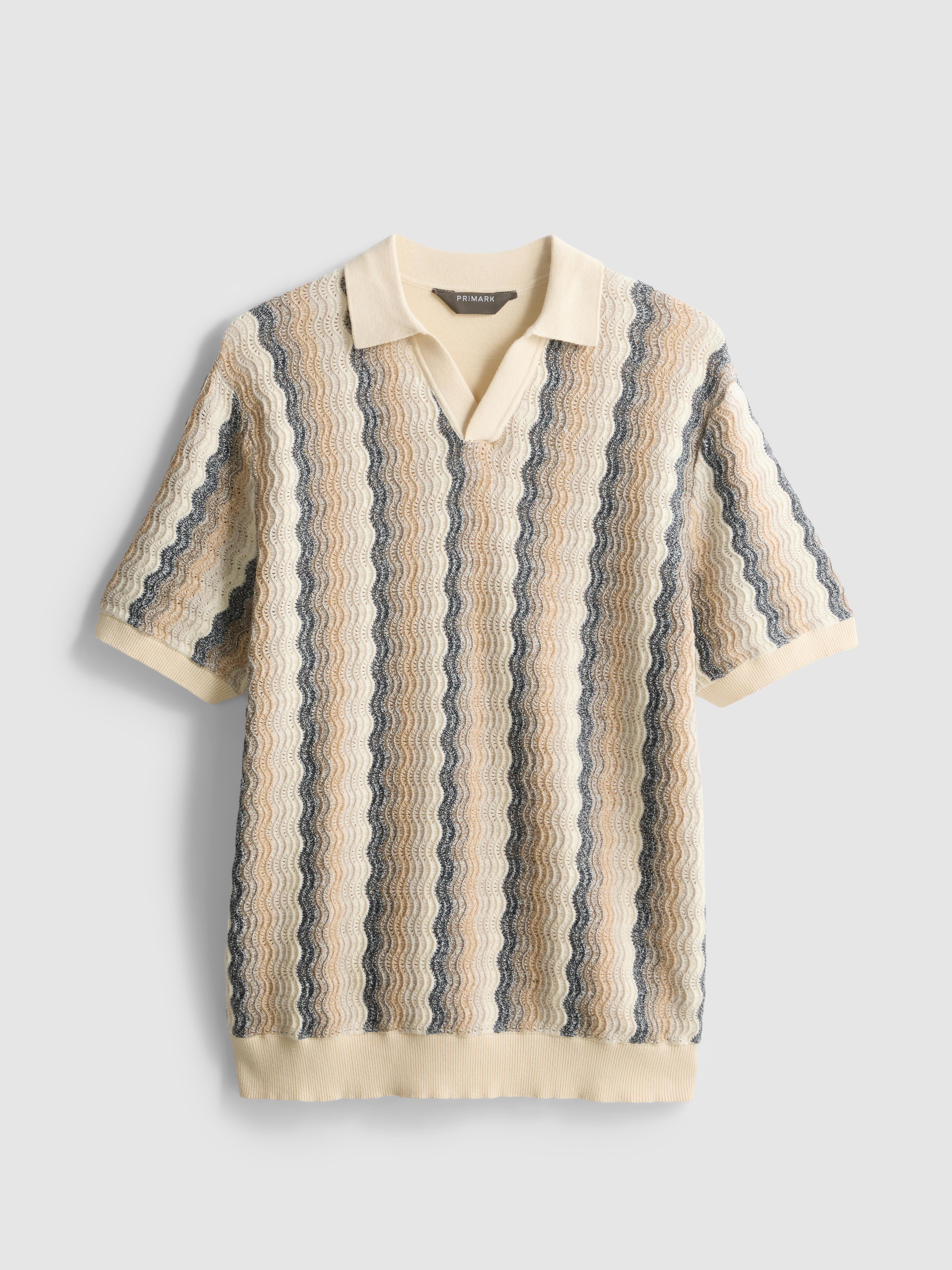 Polo de punto a rayas texturizado