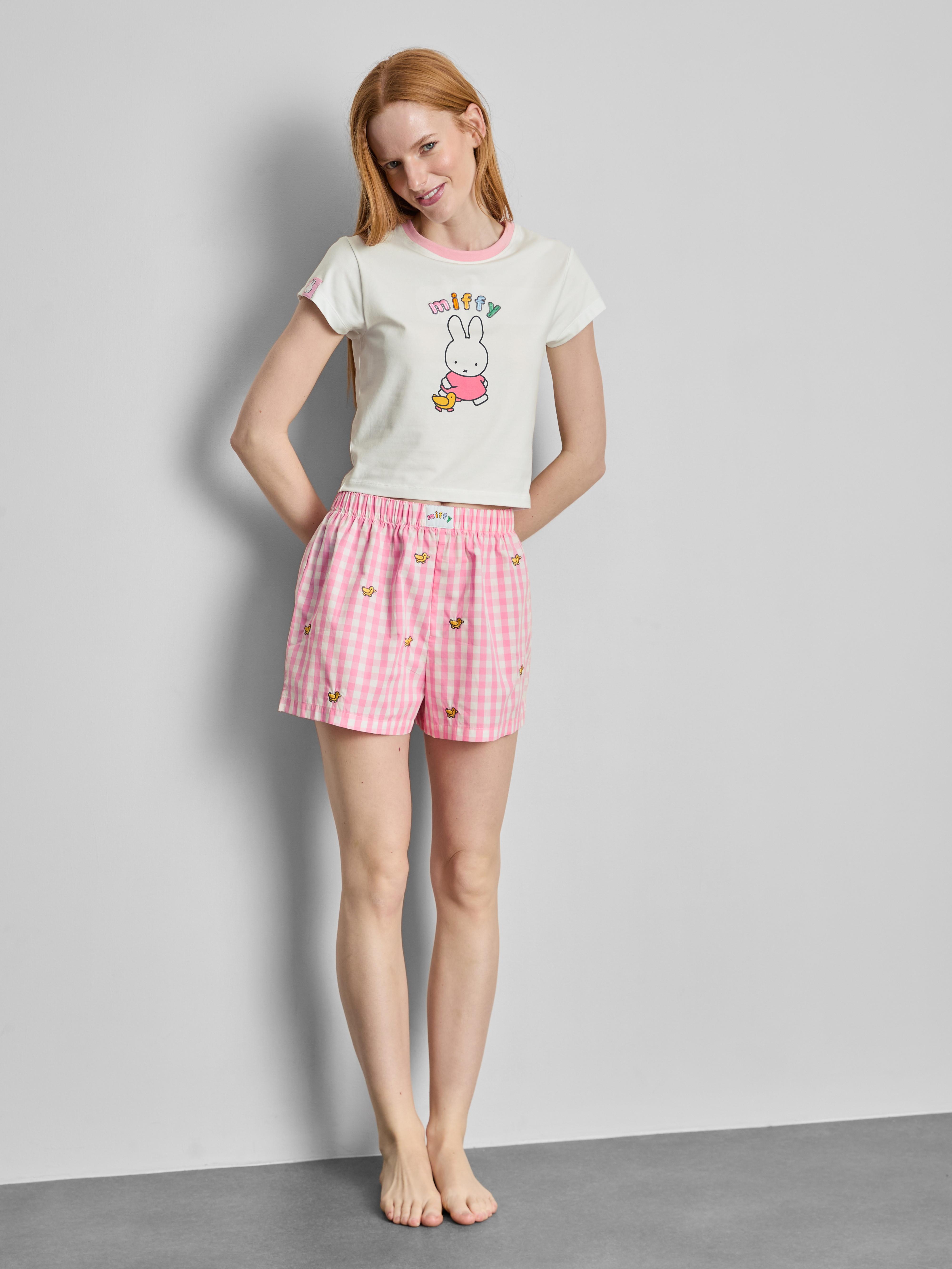 Pigiama corto a quadretti in cotone Miffy