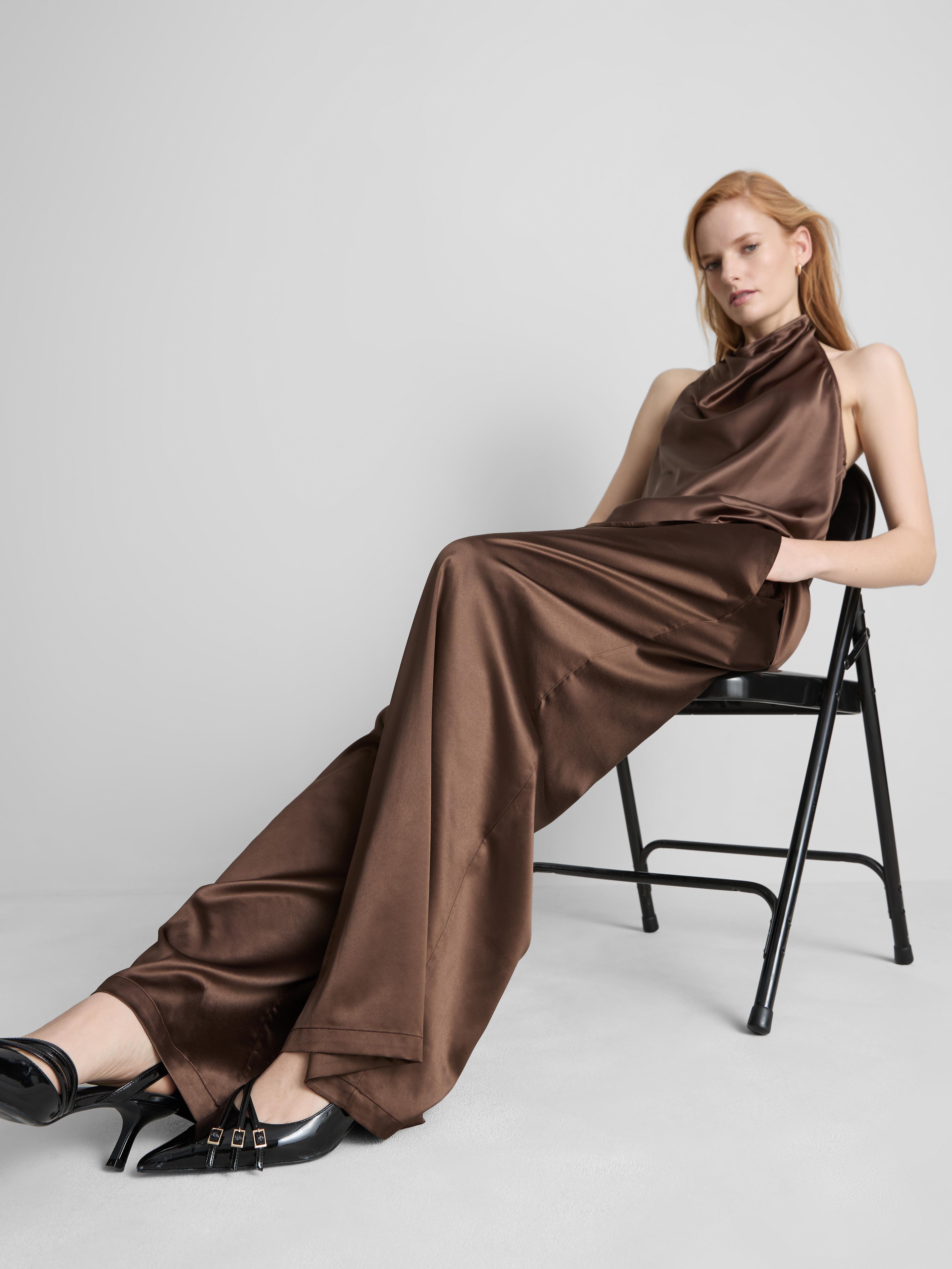 Pantalones de satén de pernera ancha