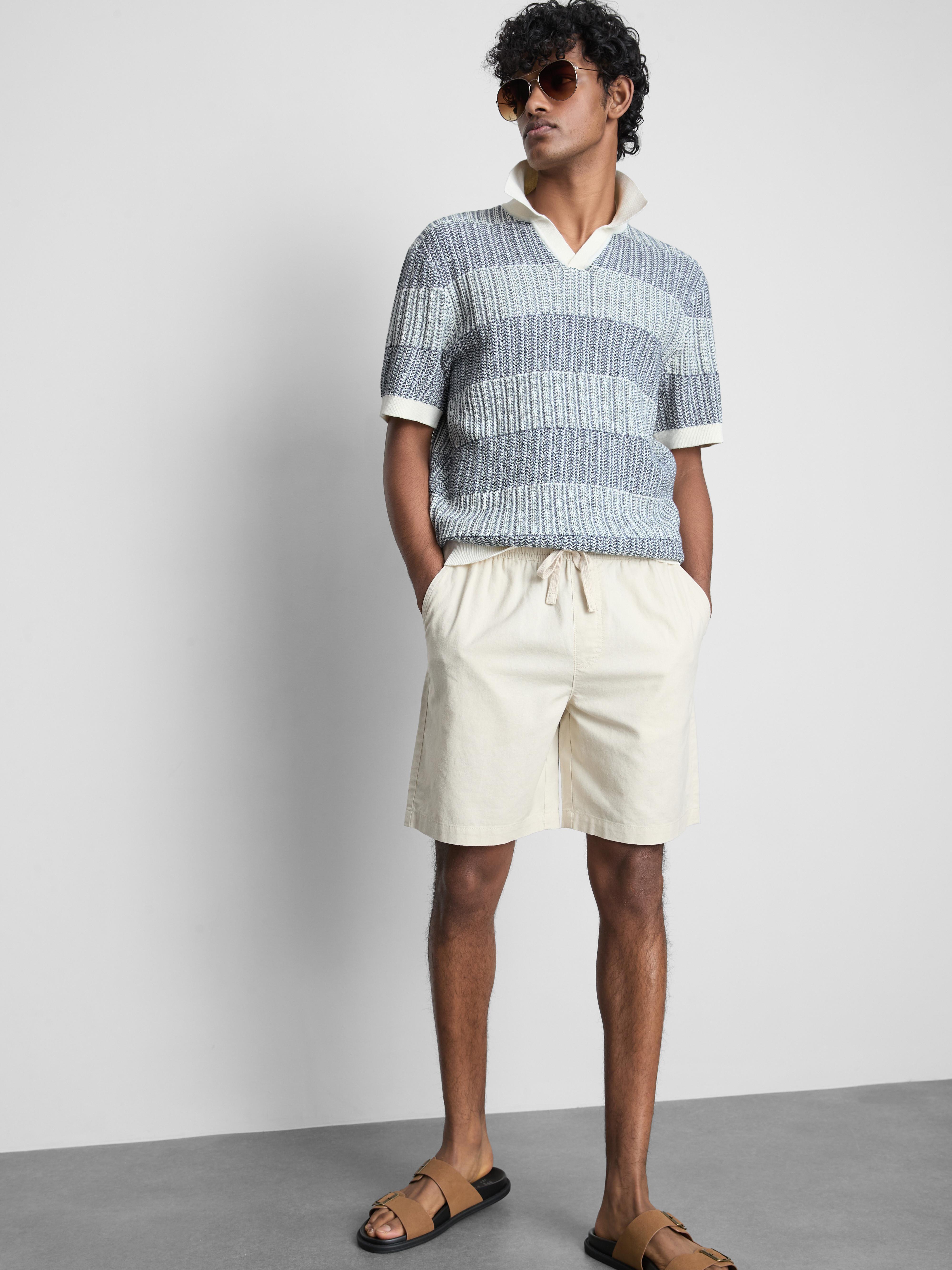 Textured Stripe Knitted Polo Shirt