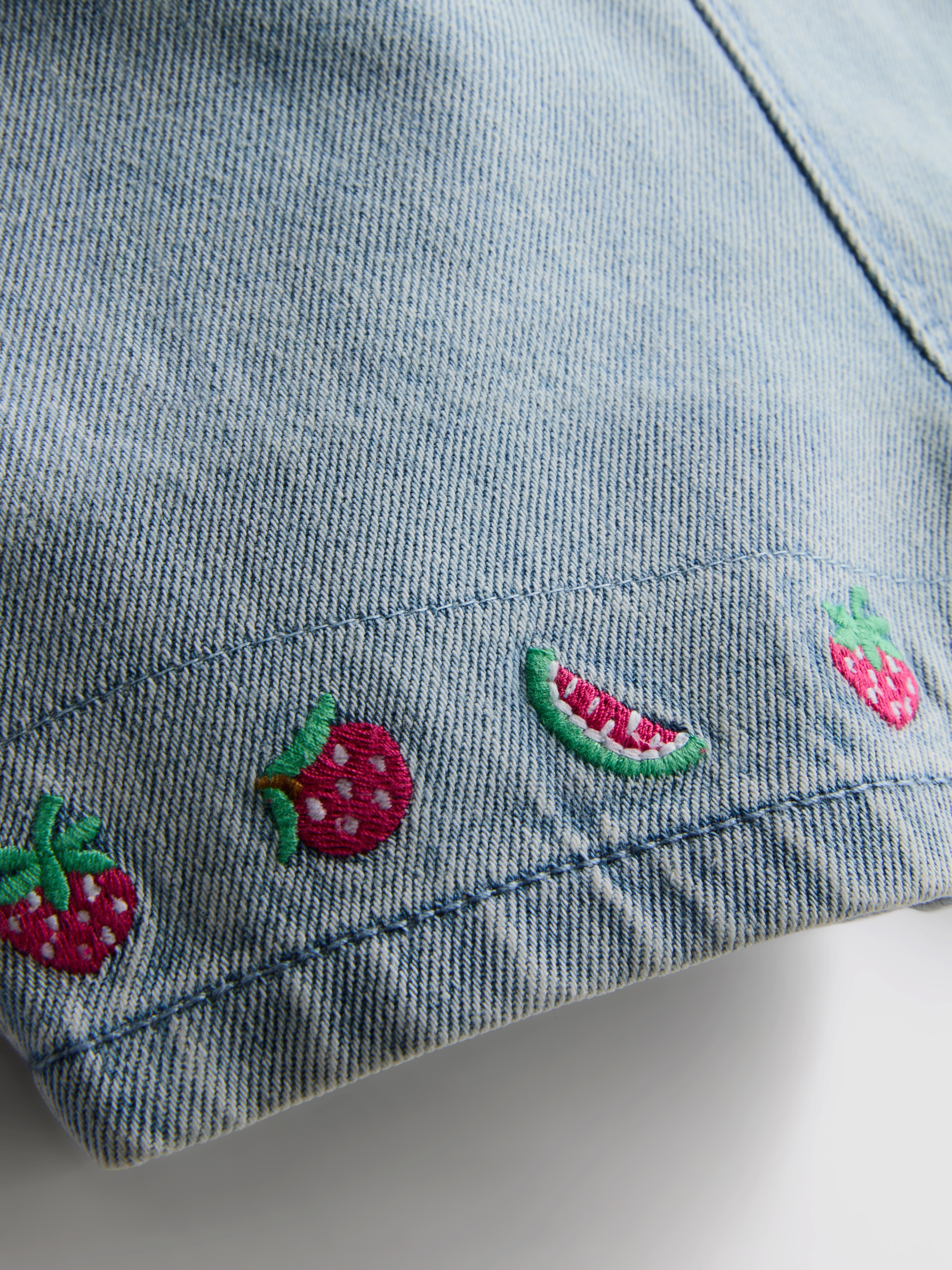 0-36mths | T-Shirt and Fruit Embroidered Dungarees Set