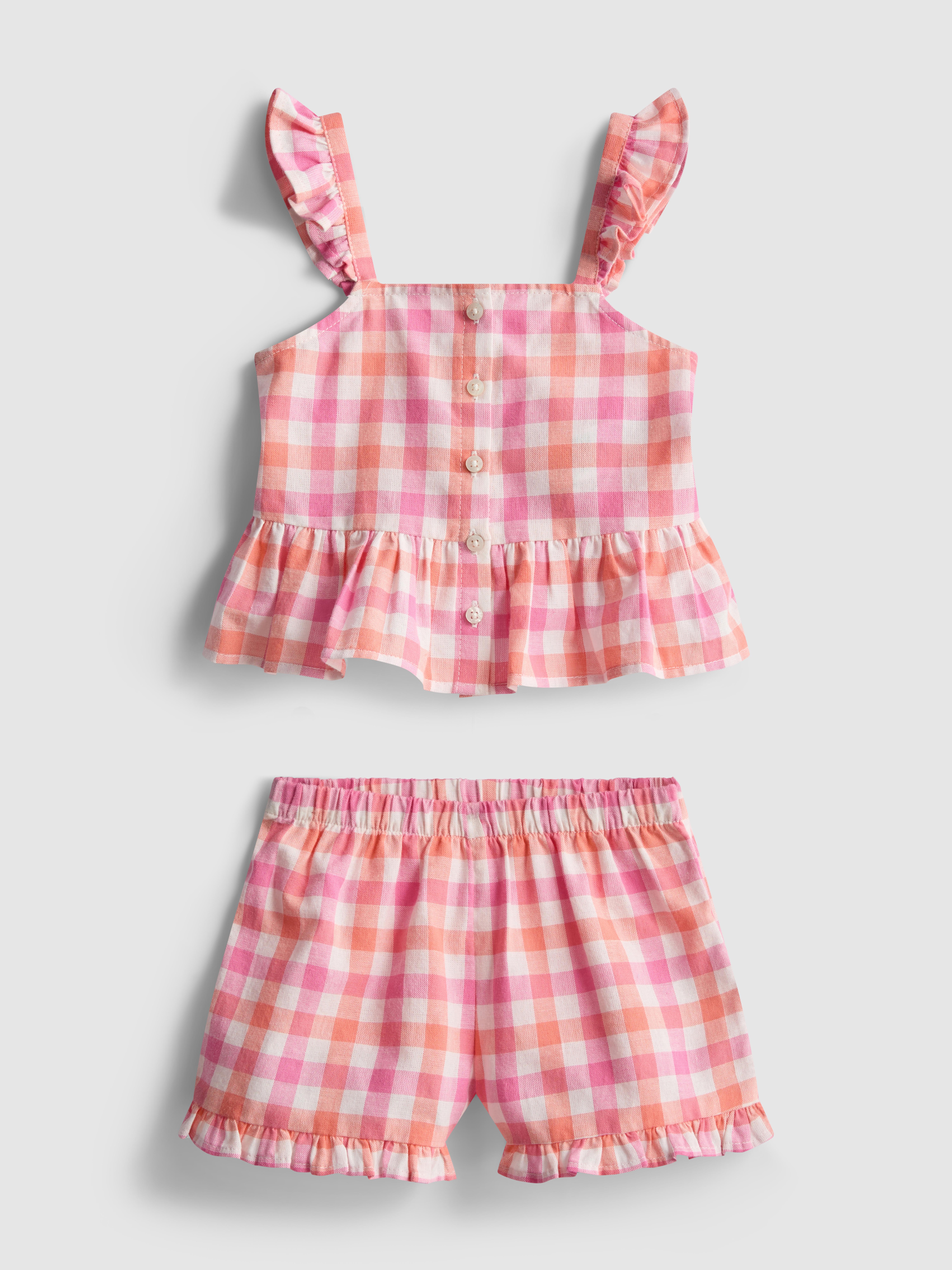 0-36mths | Gingham Check Peplum Top and Shorts Set