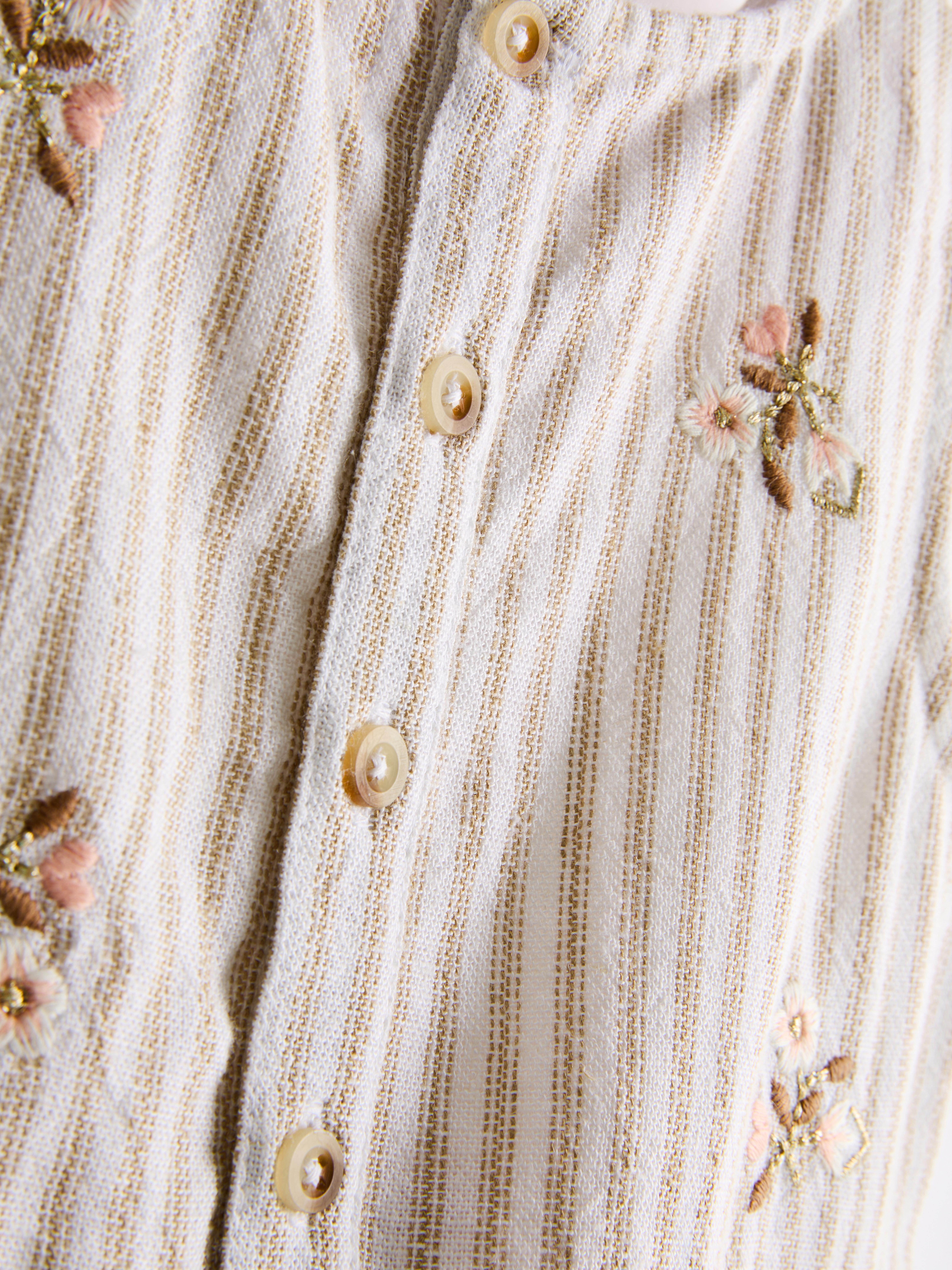 0-36 meses | Conjunto bordado floral top peplum/calças brilho