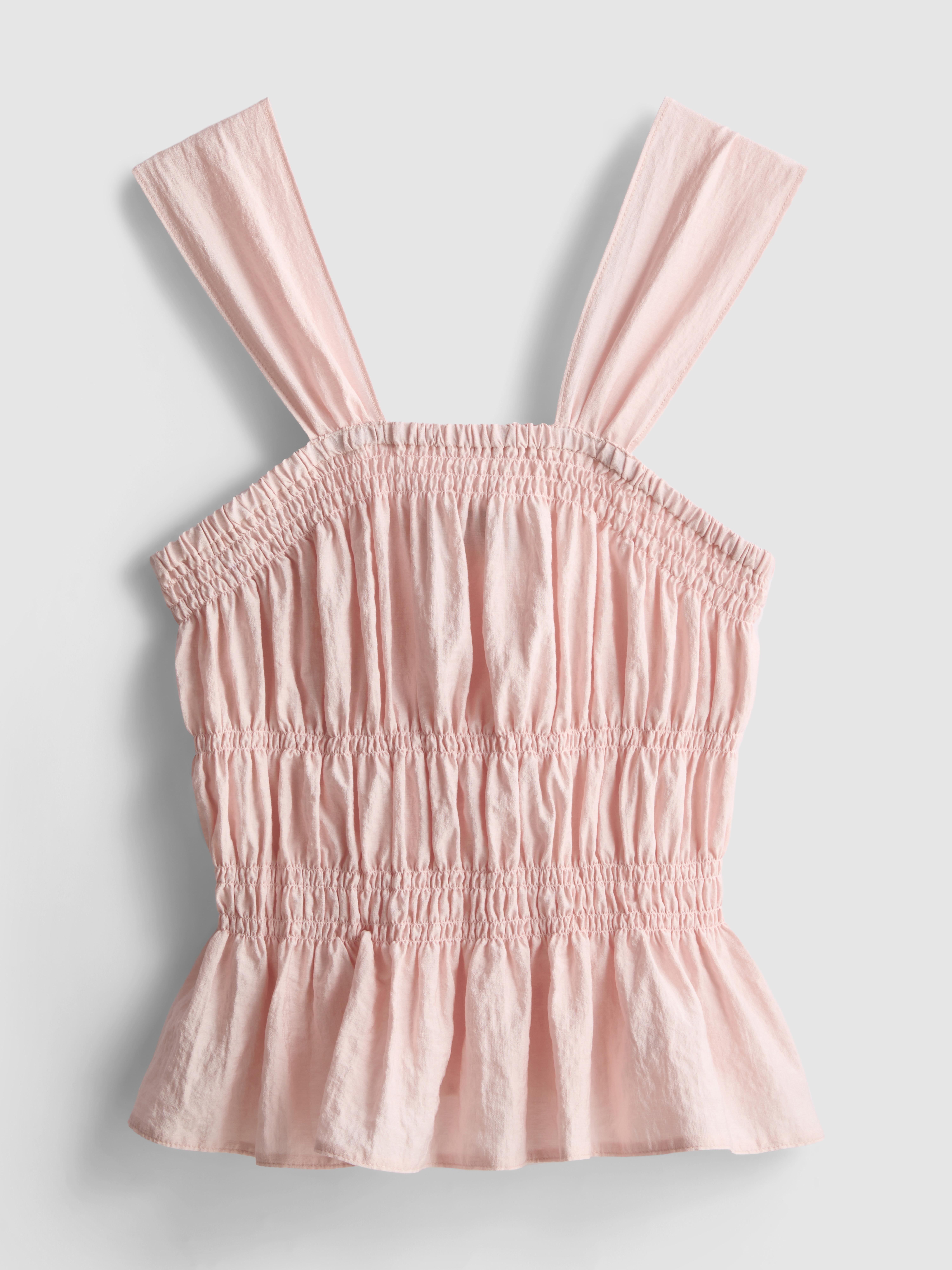 Shirred Peplum Hem Pinny Top