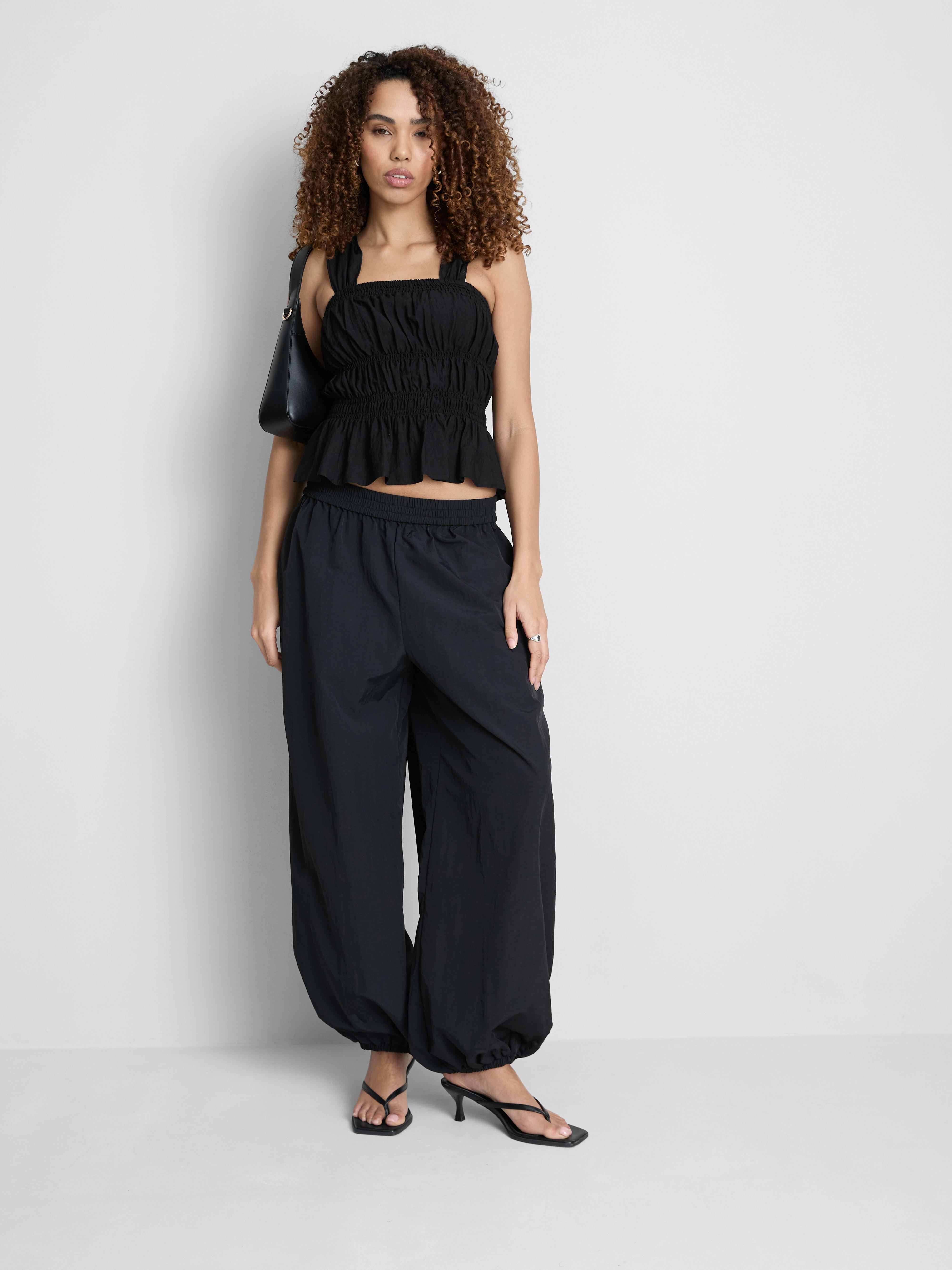 Shirred Peplum Hem Pinny Top