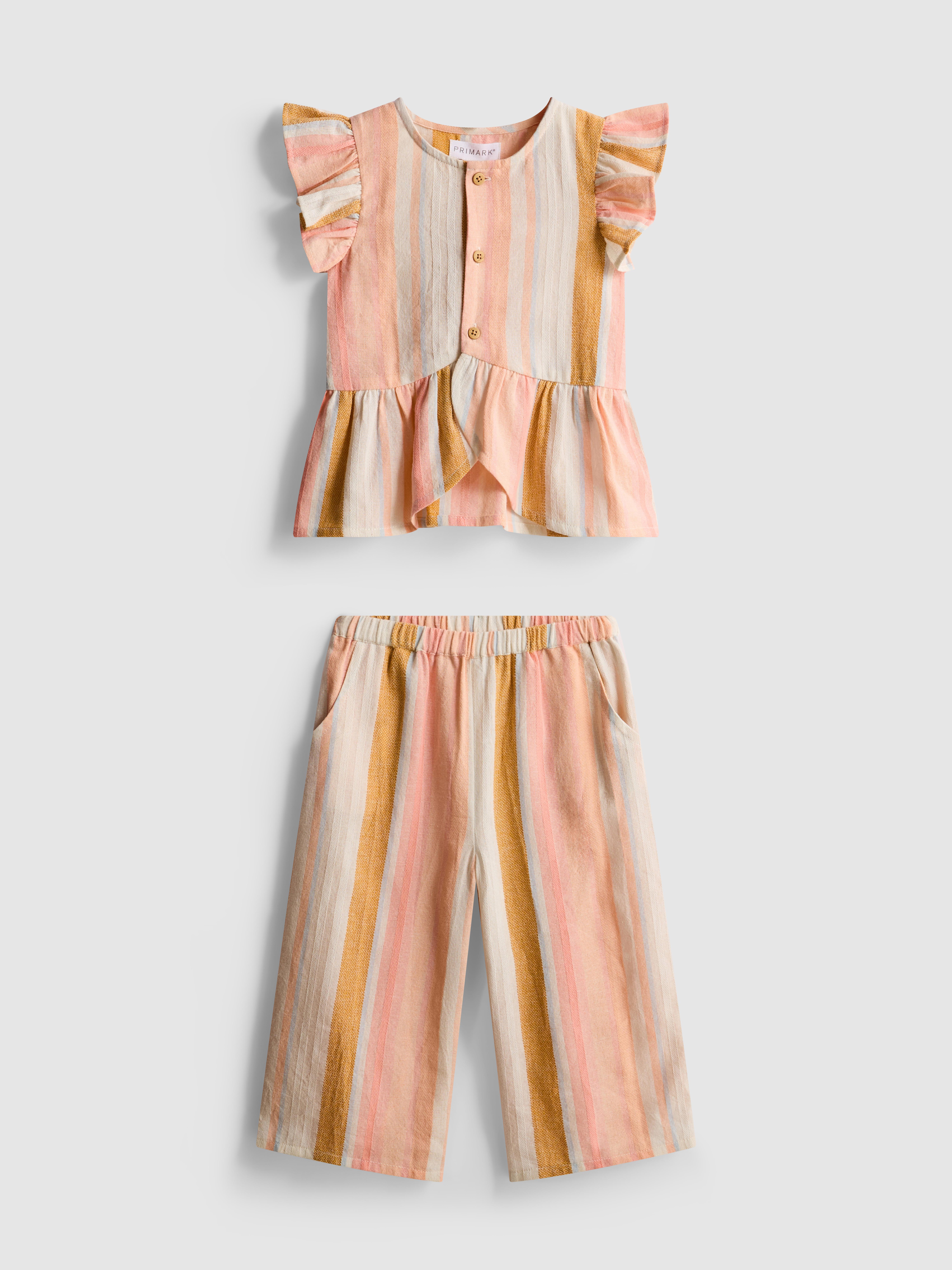 0-36mths | Stripe Ruffle Top and Trousers Set