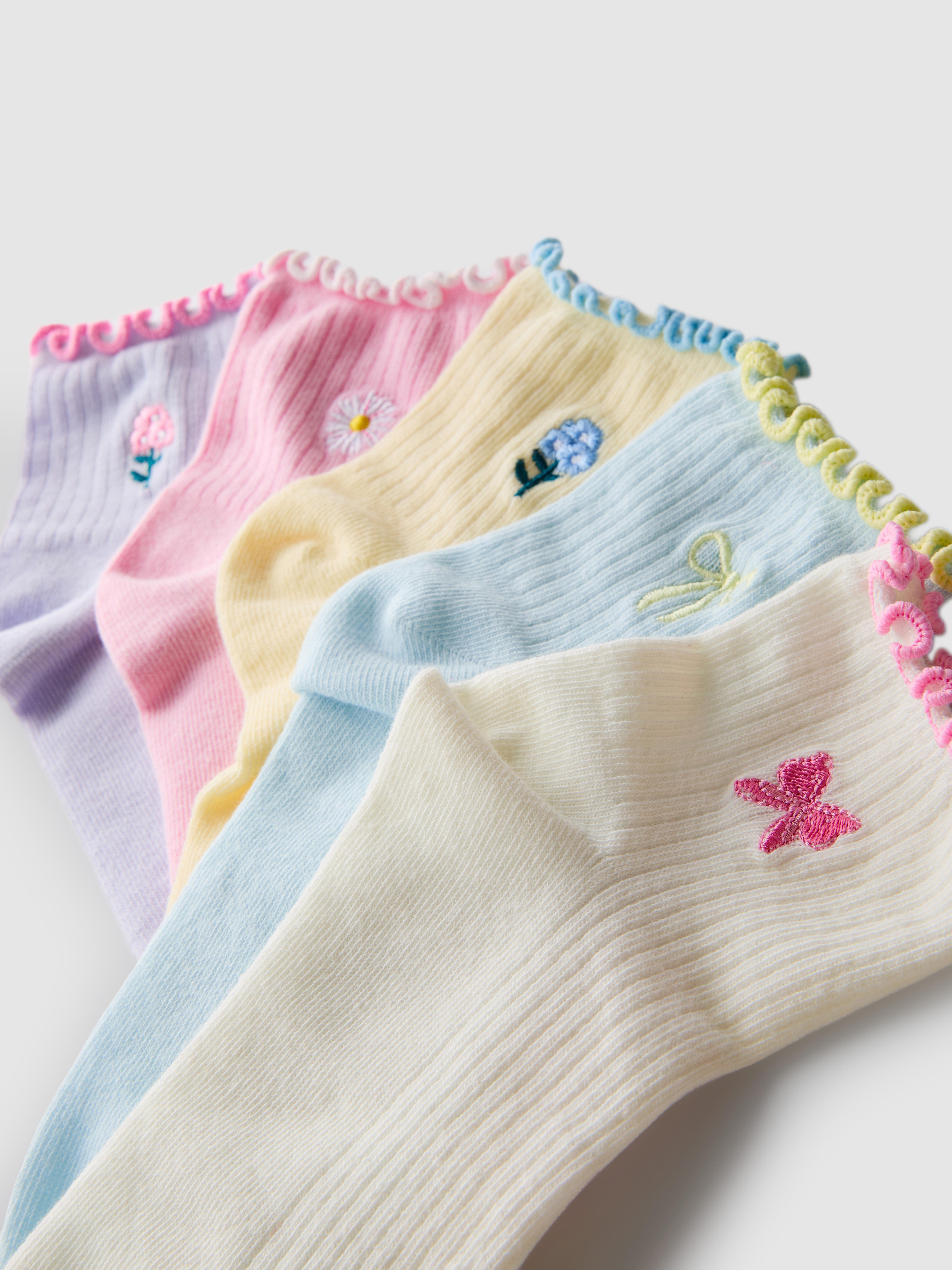 5pk Cotton Rich Lettuce Trim Quarter Socks