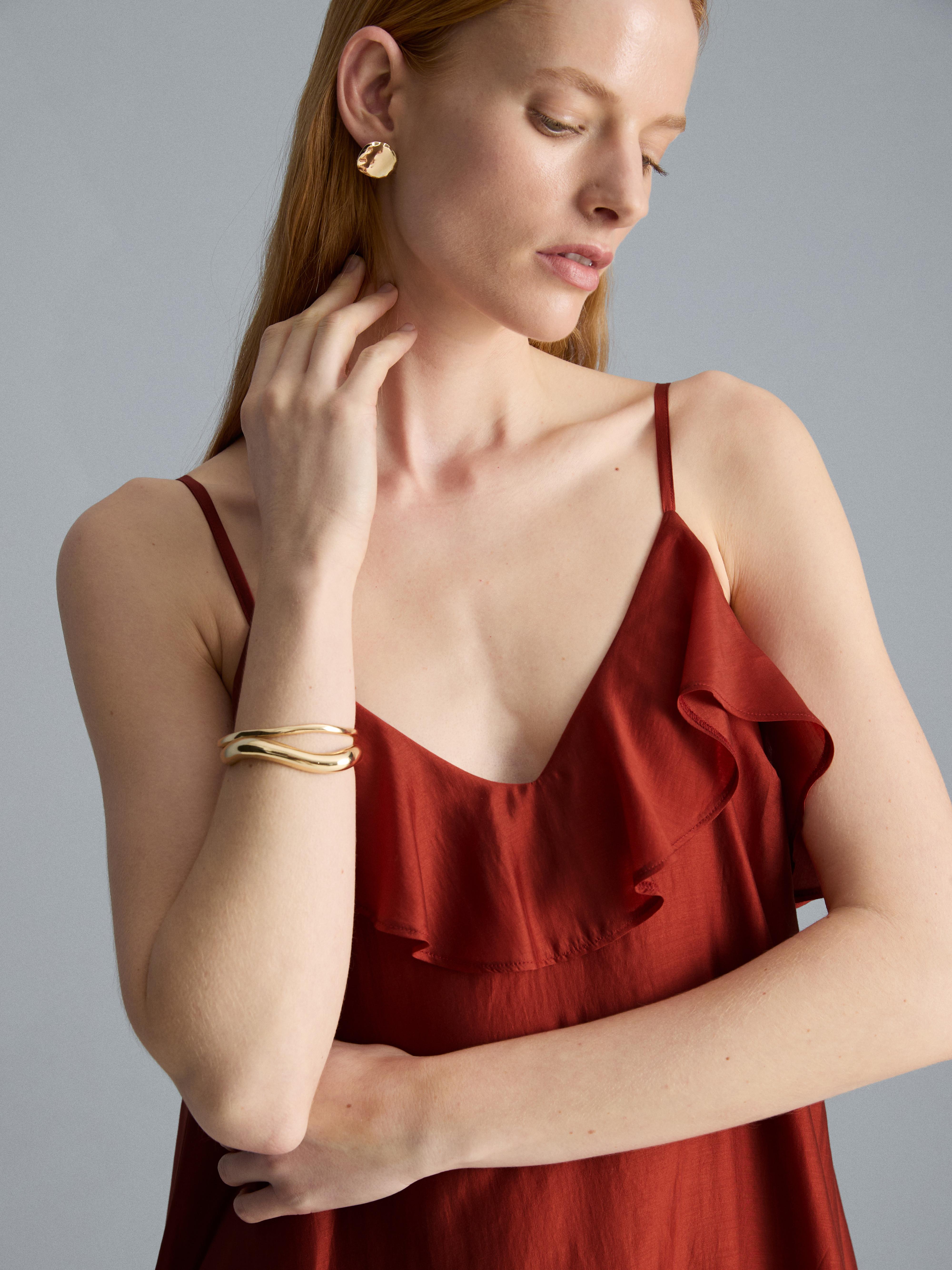 Frill Neckline Midi Dress