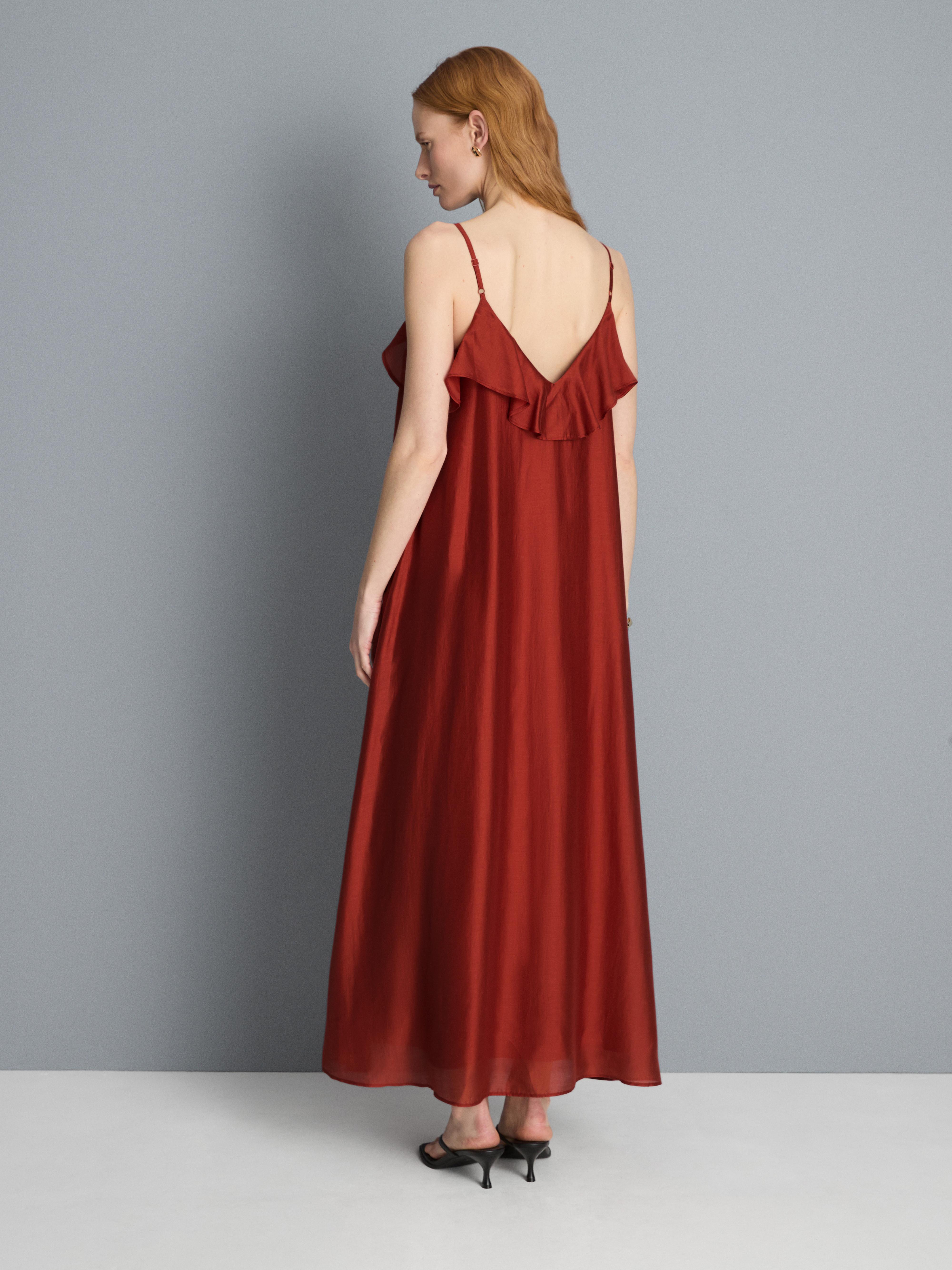 Frill Neckline Midi Dress
