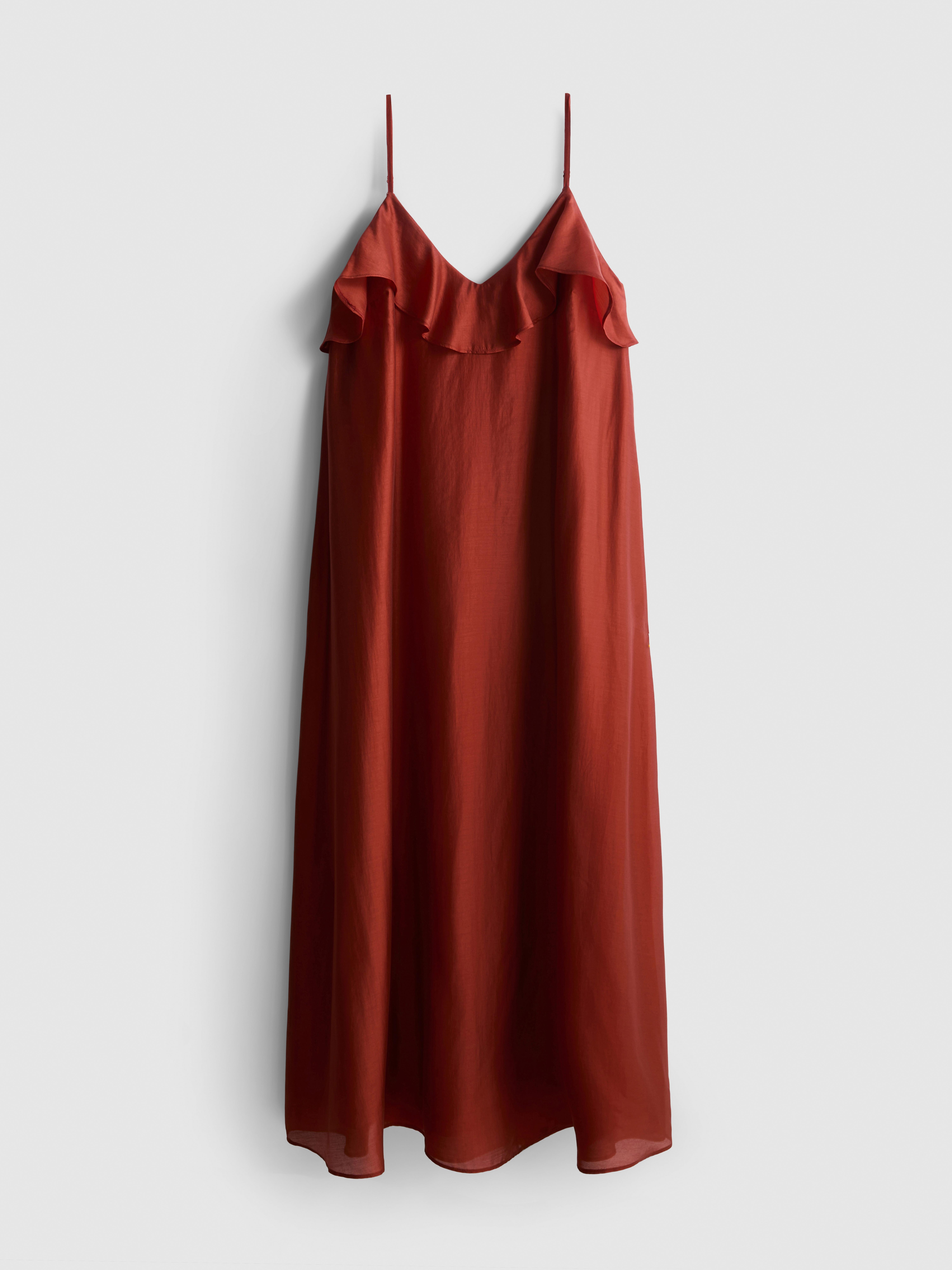 Frill Neckline Midi Dress