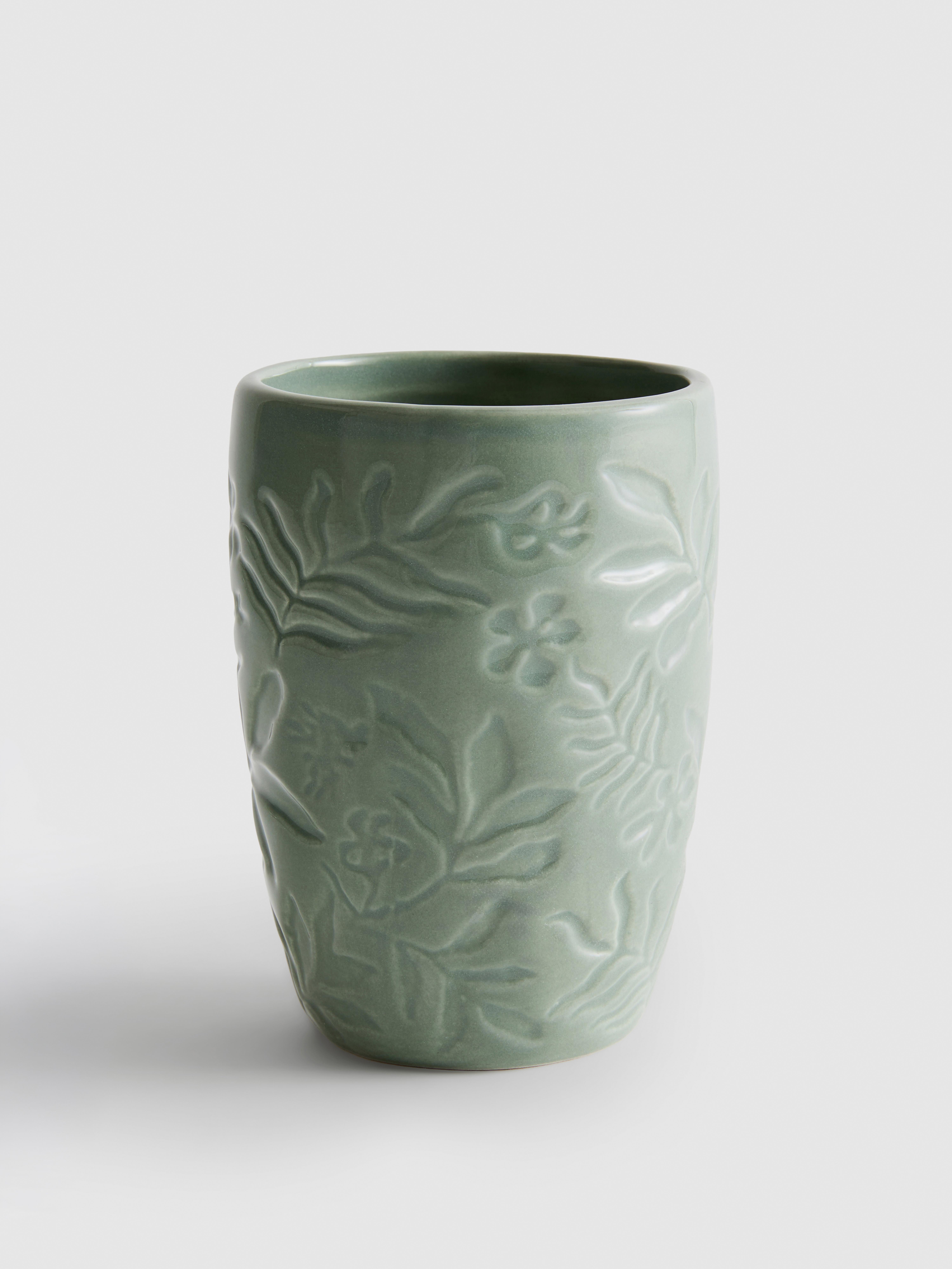 Bicchiere da bagno floreale in ceramica