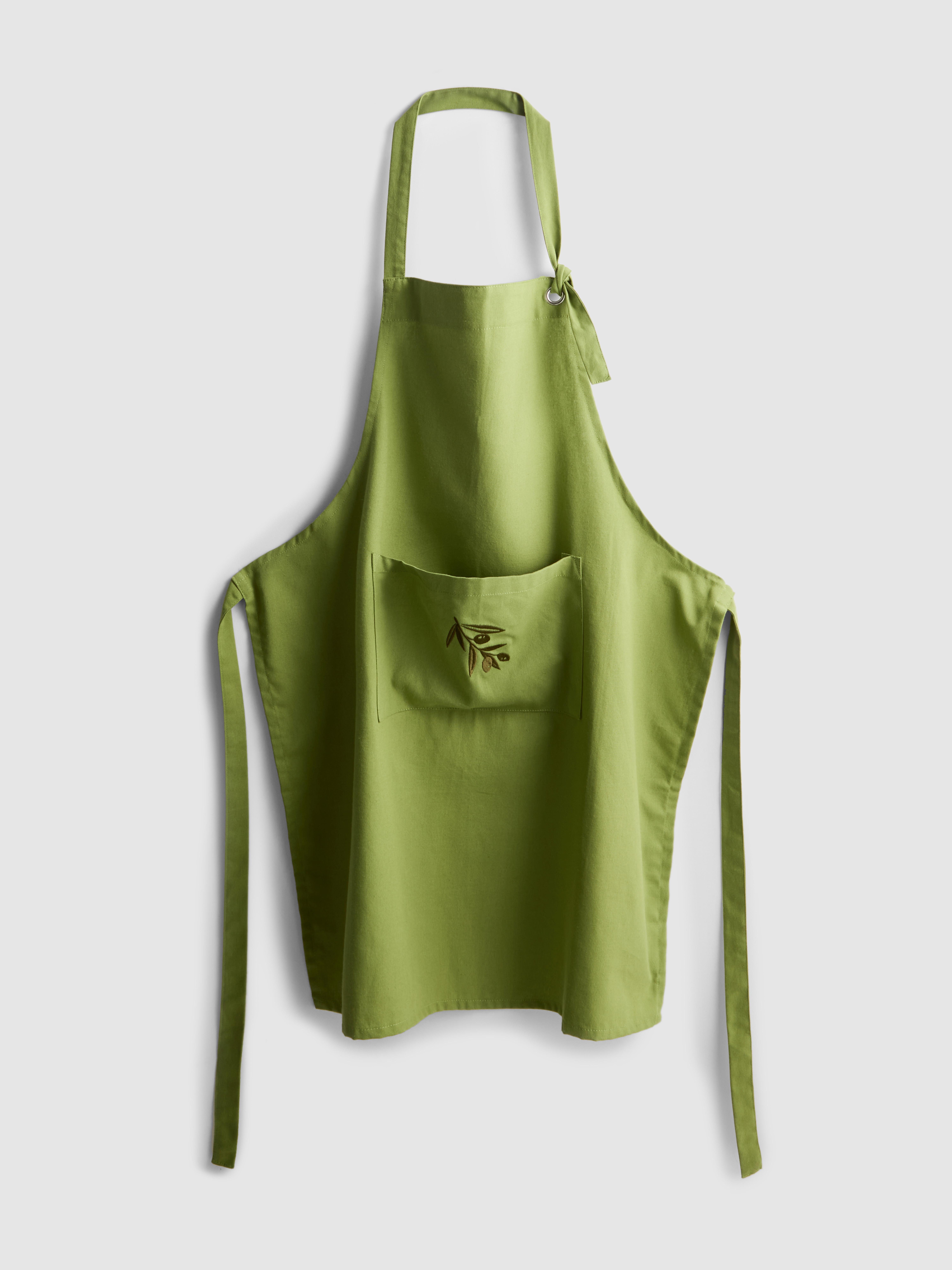 Grembiule ricamato ramoscello di ulivo
