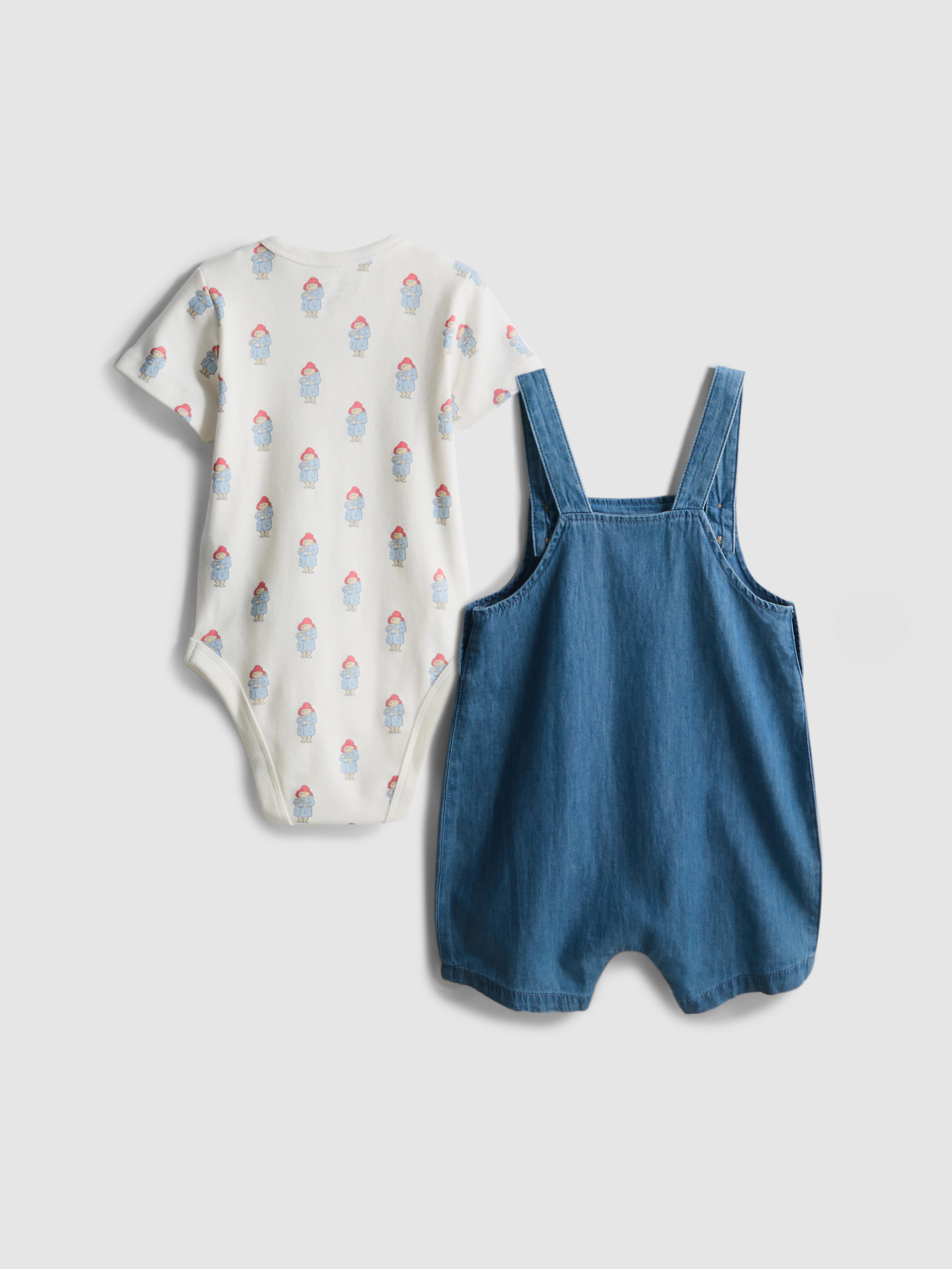 0 - 18 luni | Set pentru nou-născuți, cu body și salopetă Ursulețul Paddington