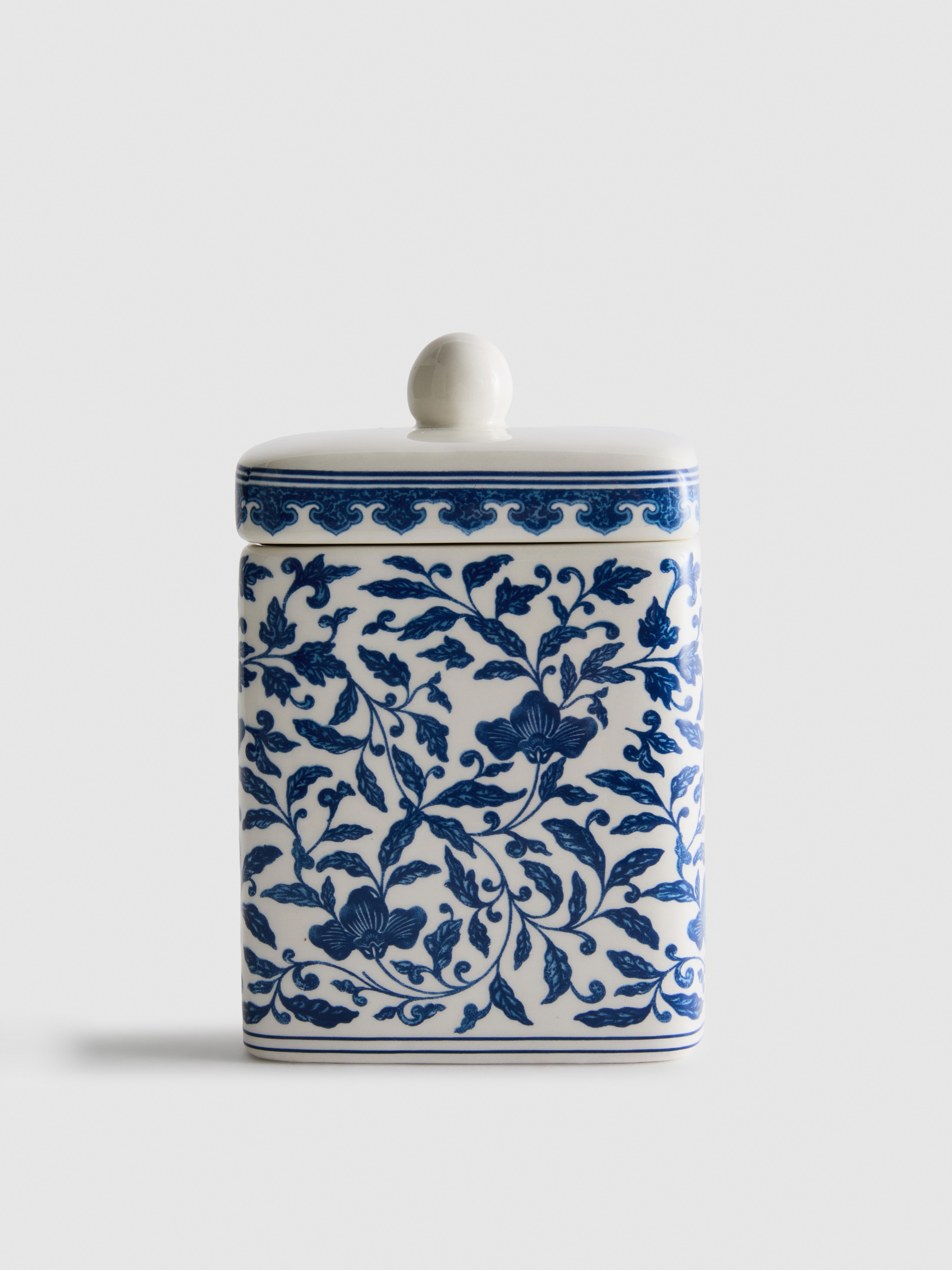 Tarro de almacenaje con tapa y estampado floral