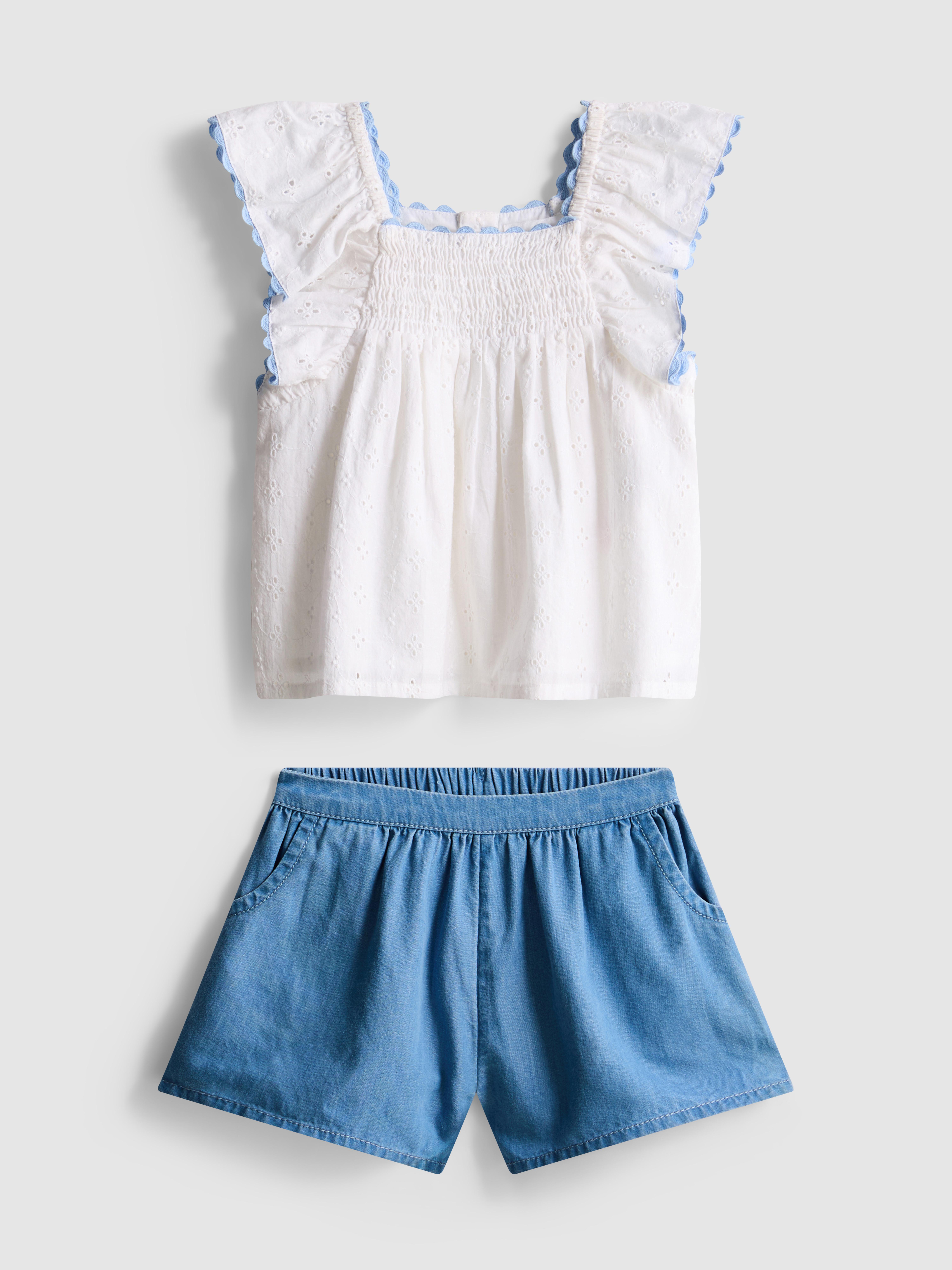 0-36mths | Broderie Anglaise Blouse and Shorts Set