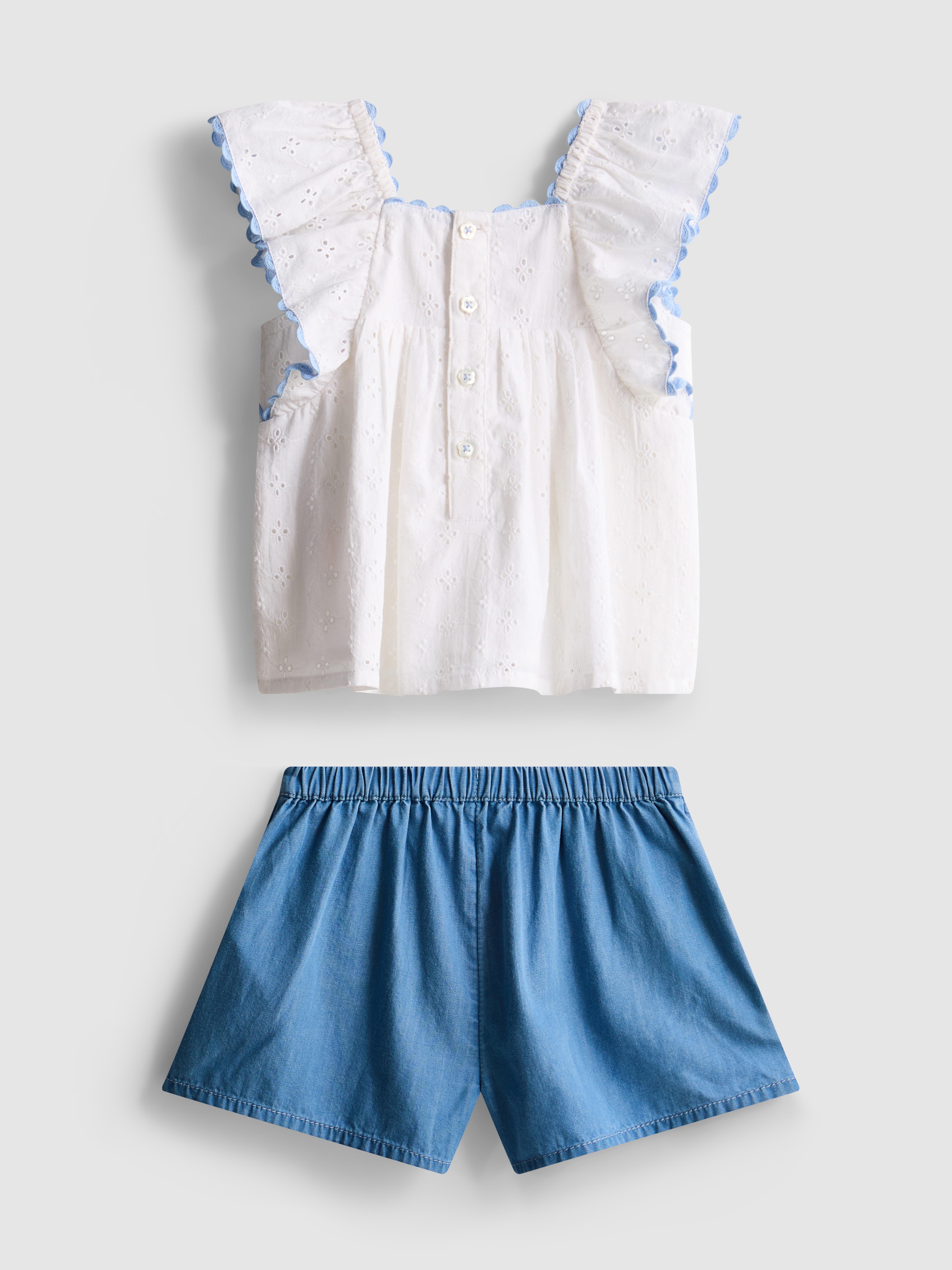 0-36mths | Broderie Anglaise Blouse and Shorts Set