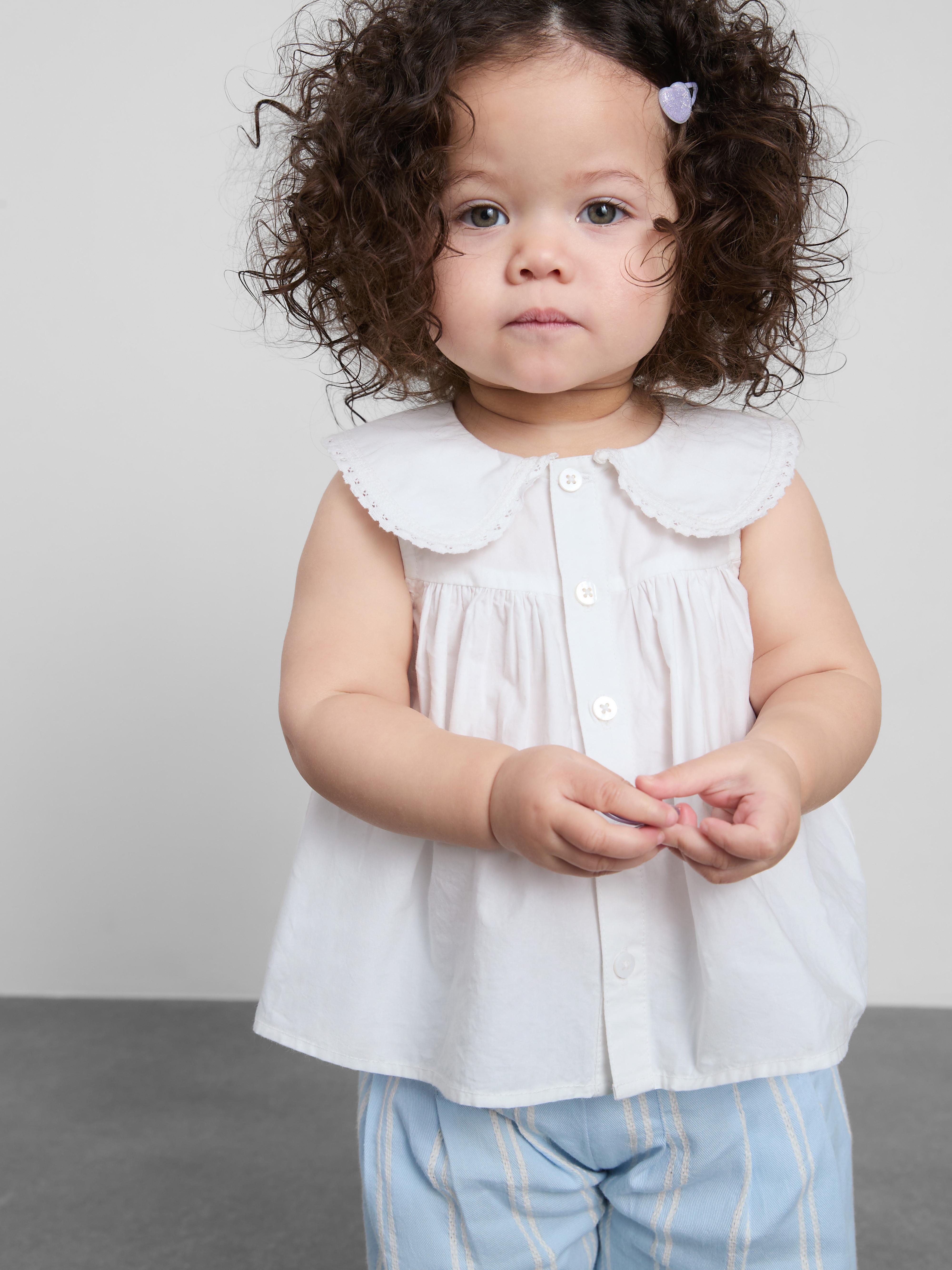 0-36 mnd | Set van mouwloze blouse met kraag en broek