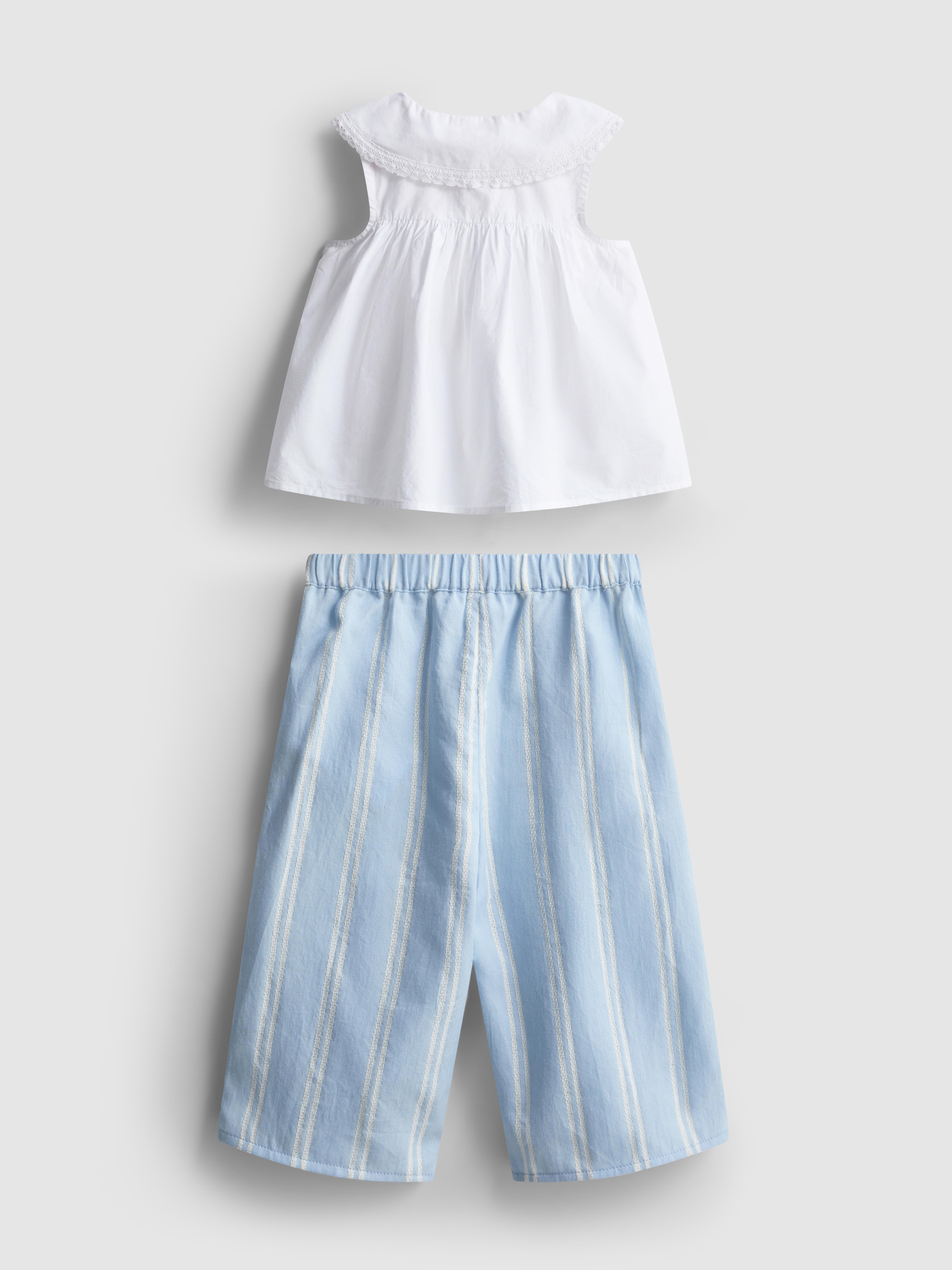 0–36 mes. | Bluza brez rokavov z ovratnikom in hlače