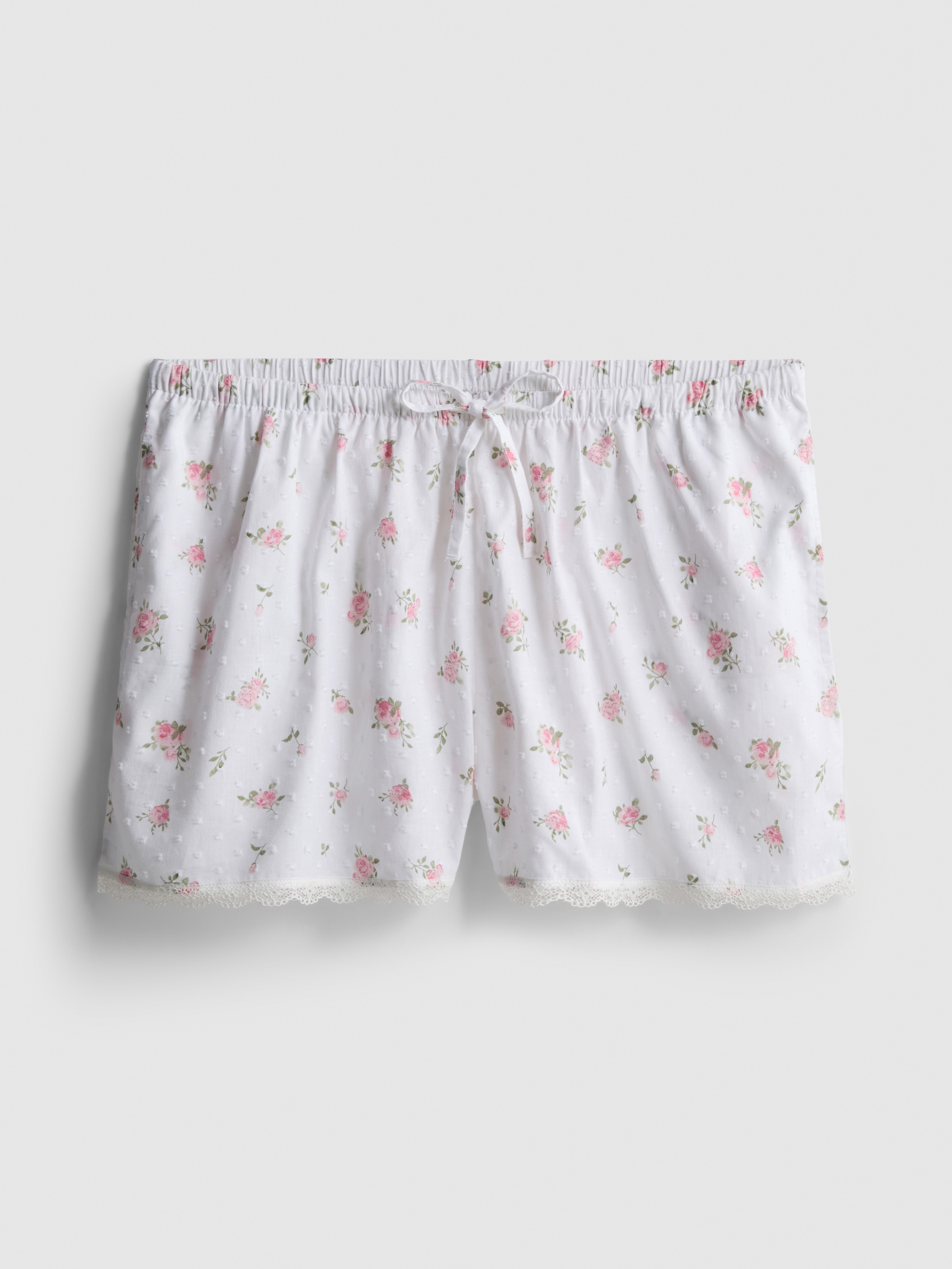Women's Light Pink Dobby Cotton Floral Pajama Shorts | Primark