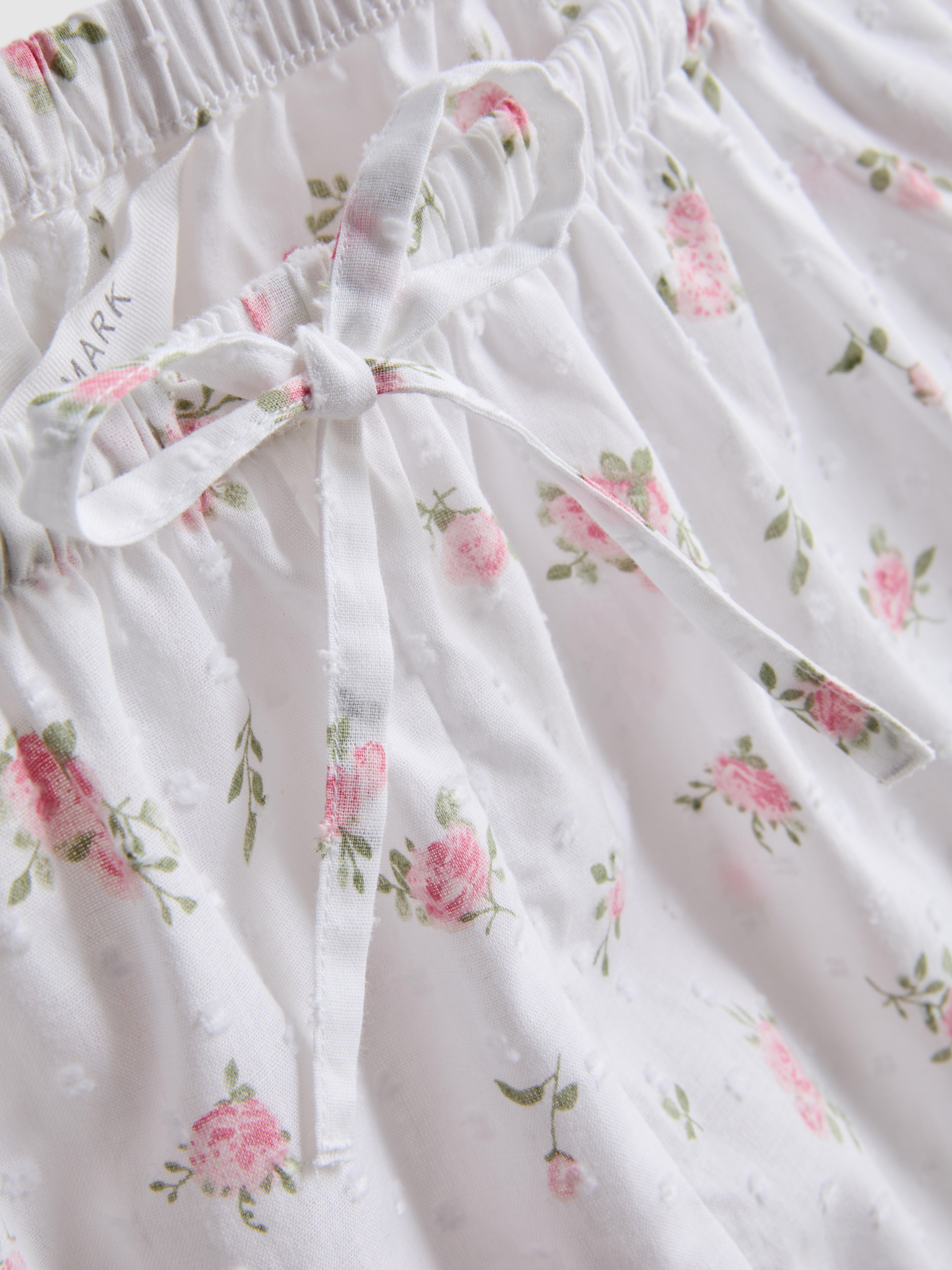Dobby Cotton Floral Pajama Shorts