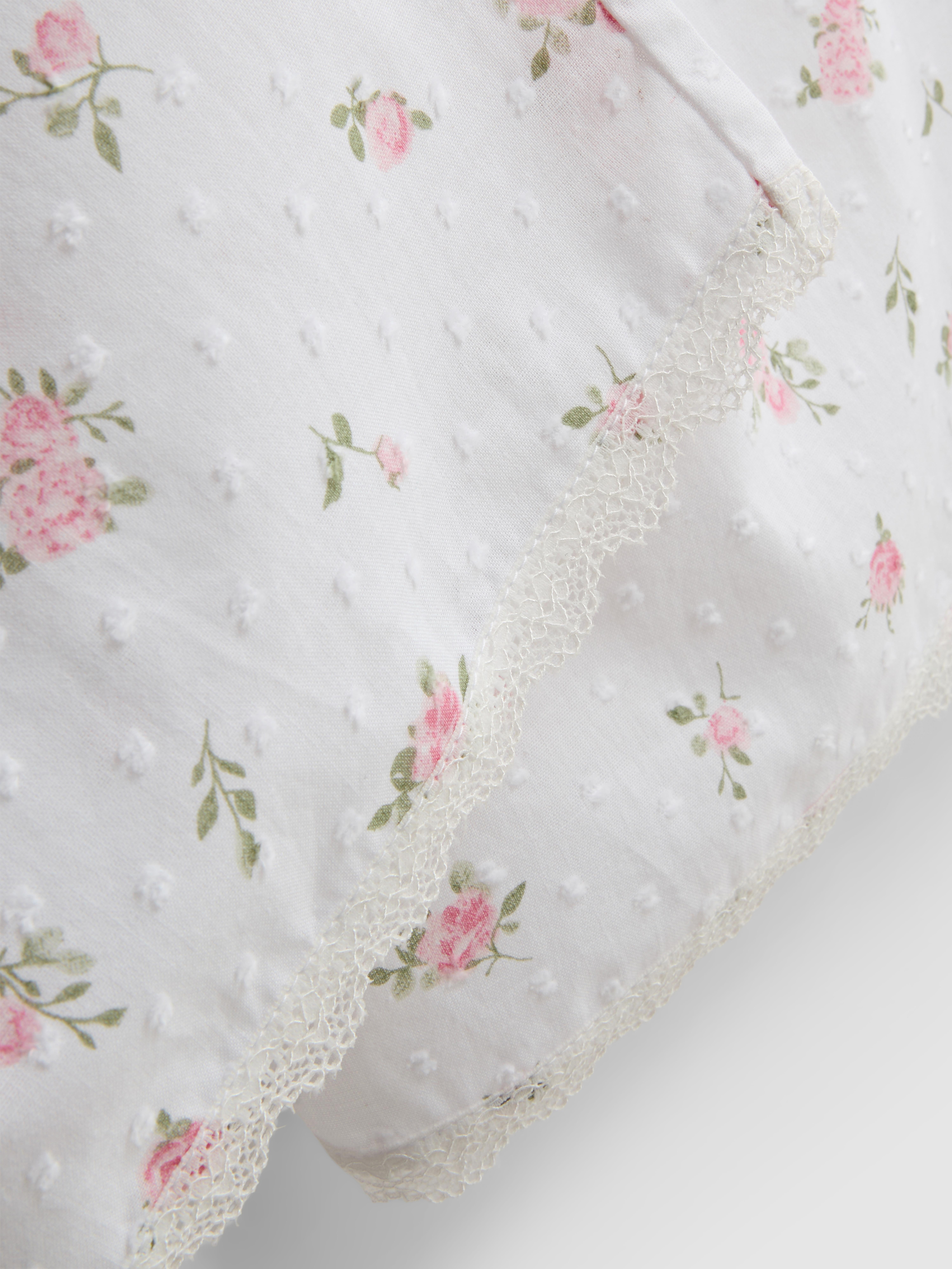 Baumwoll-Schlafanzughose mit Blumenmuster und Dobbystruktur
