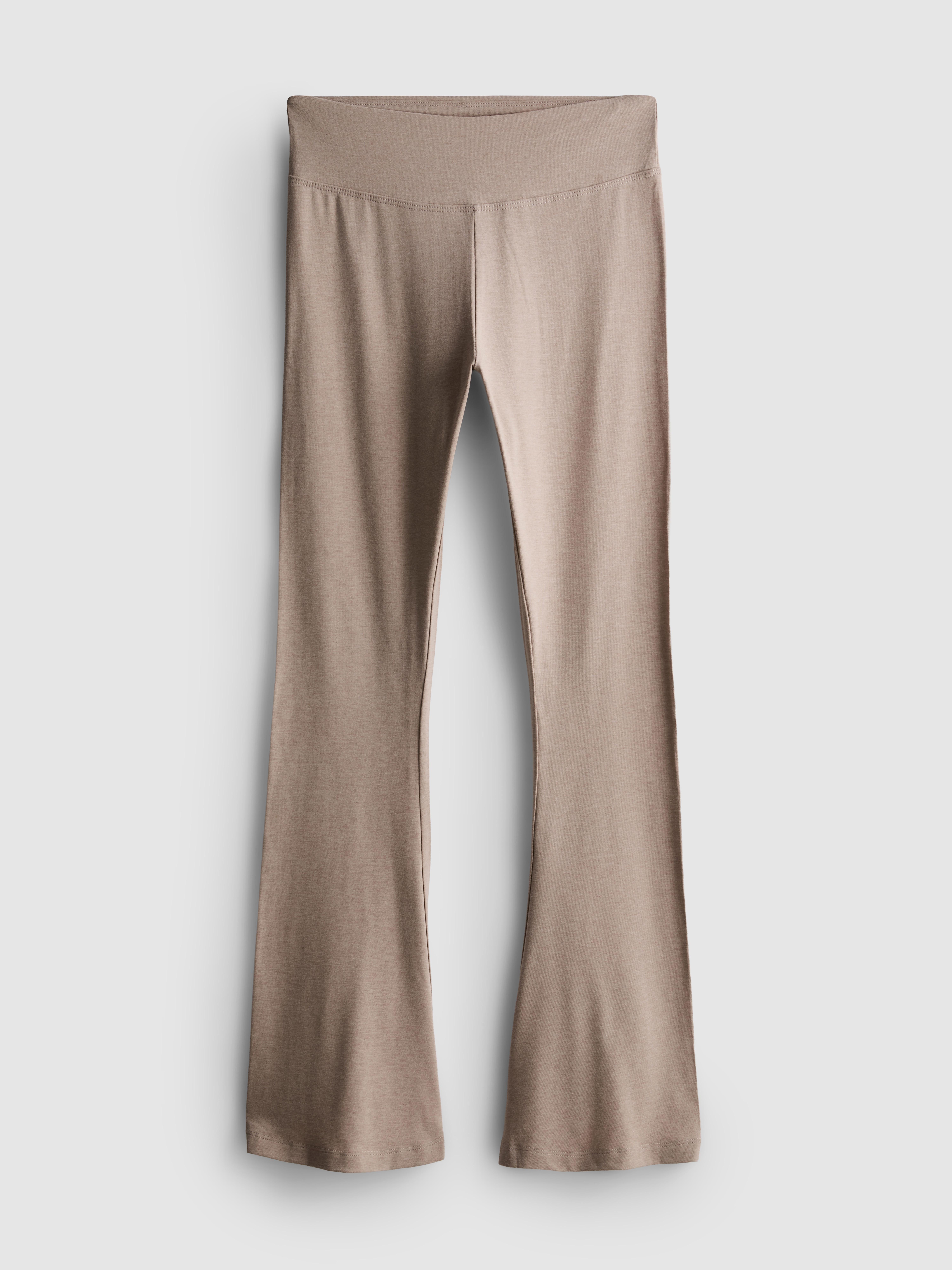 Cotton Rich Flared Leggings Oatmeal