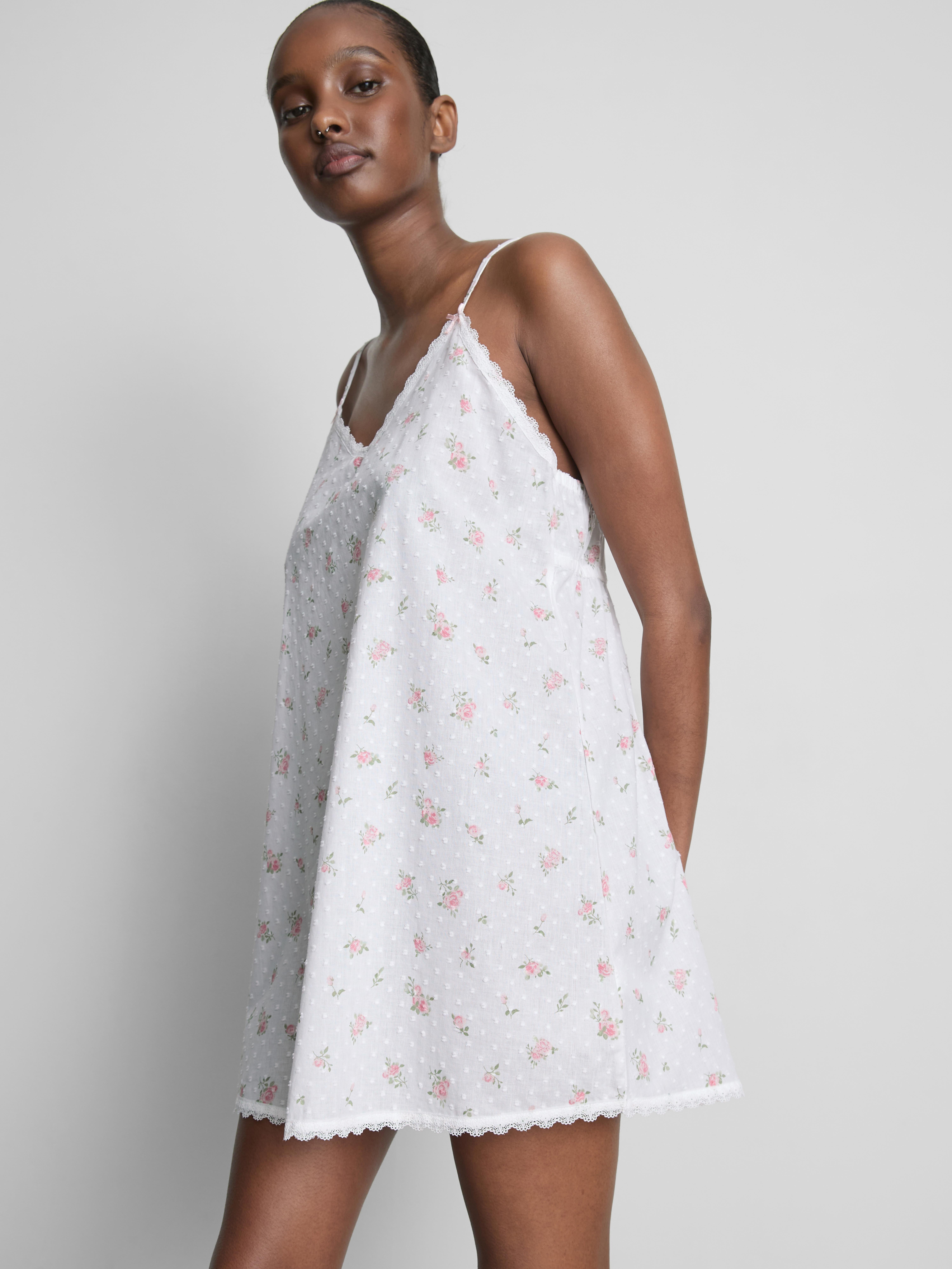 Women's Light Pink Floral Cotton Dobby Chemise | Primark