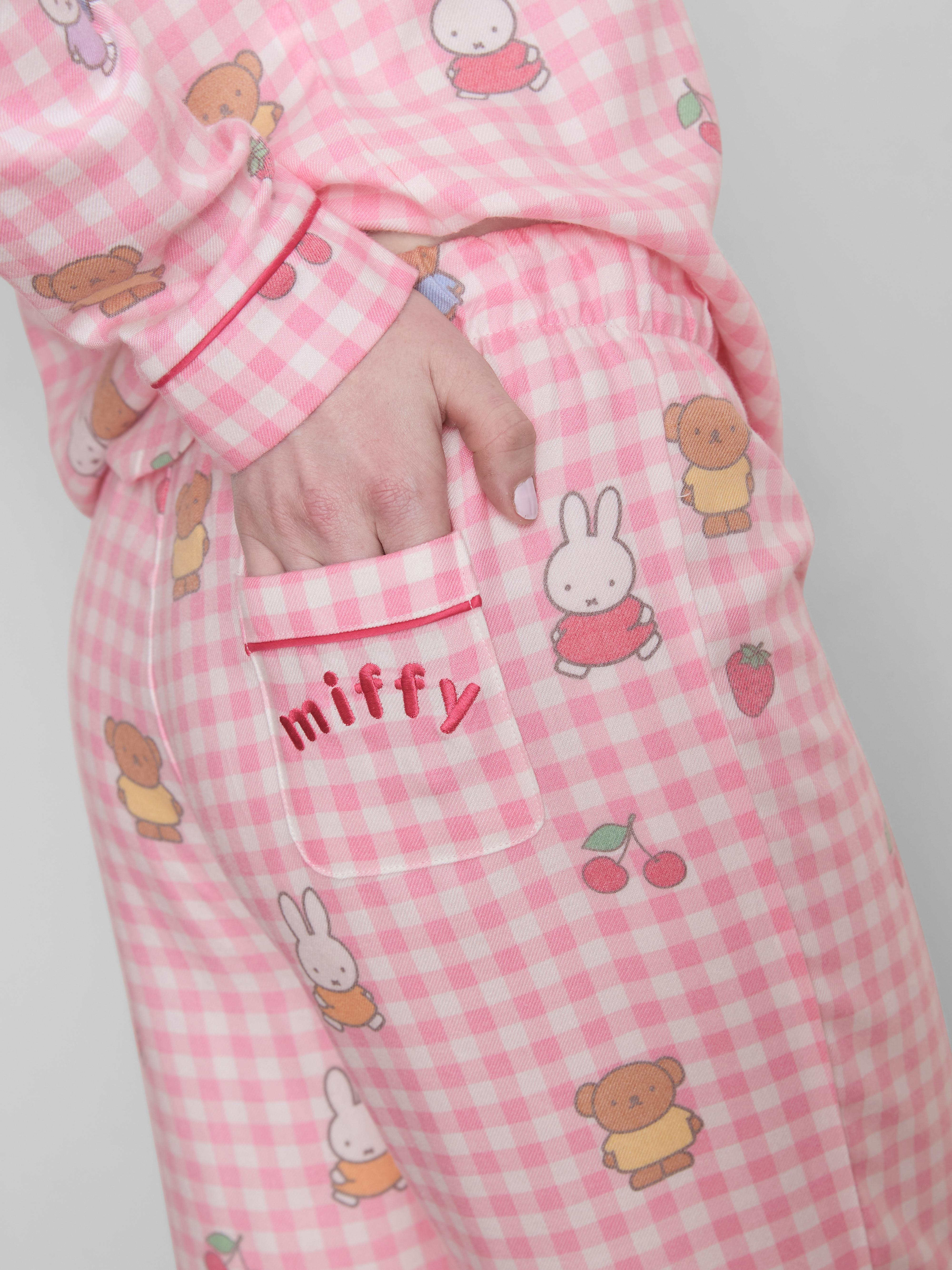 Karirast spodnji del pižame z grafiko Miffy